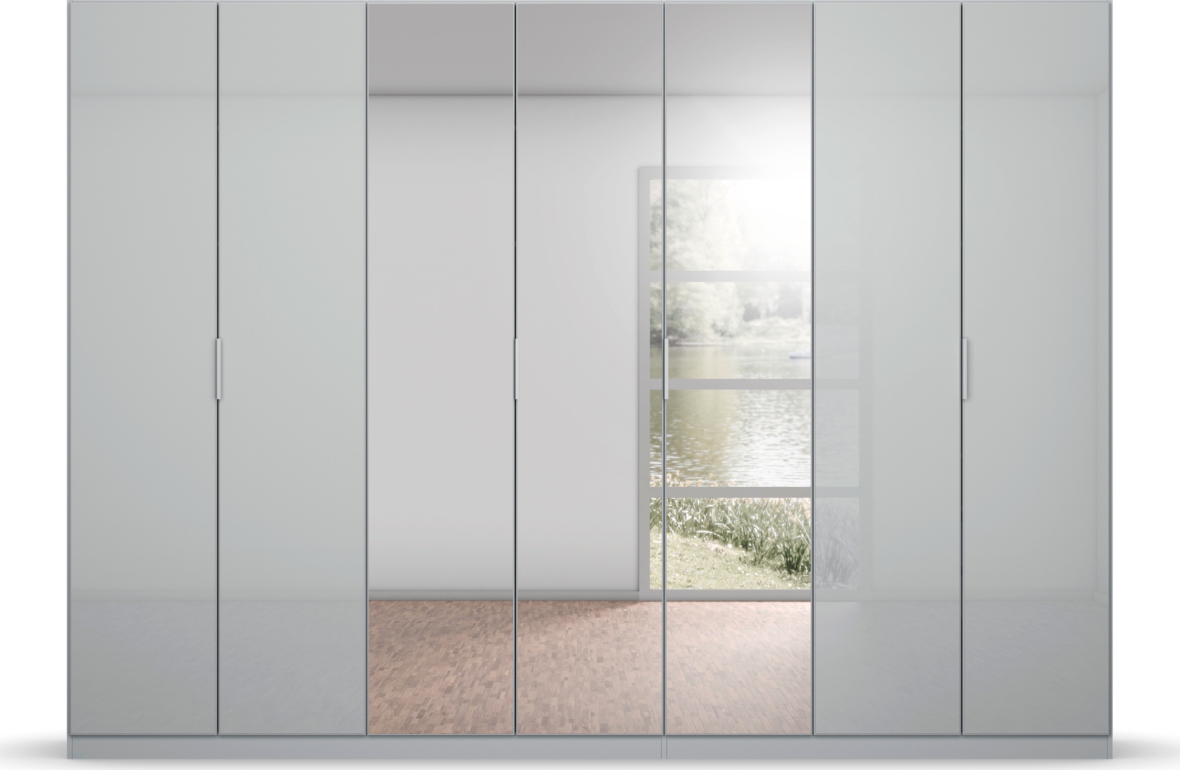 Böden | sowie Innenschubladen Glasfront inkl. 2 mit BAUR »Koluna«, Drehtürenschrank rauch extra Spiegel,