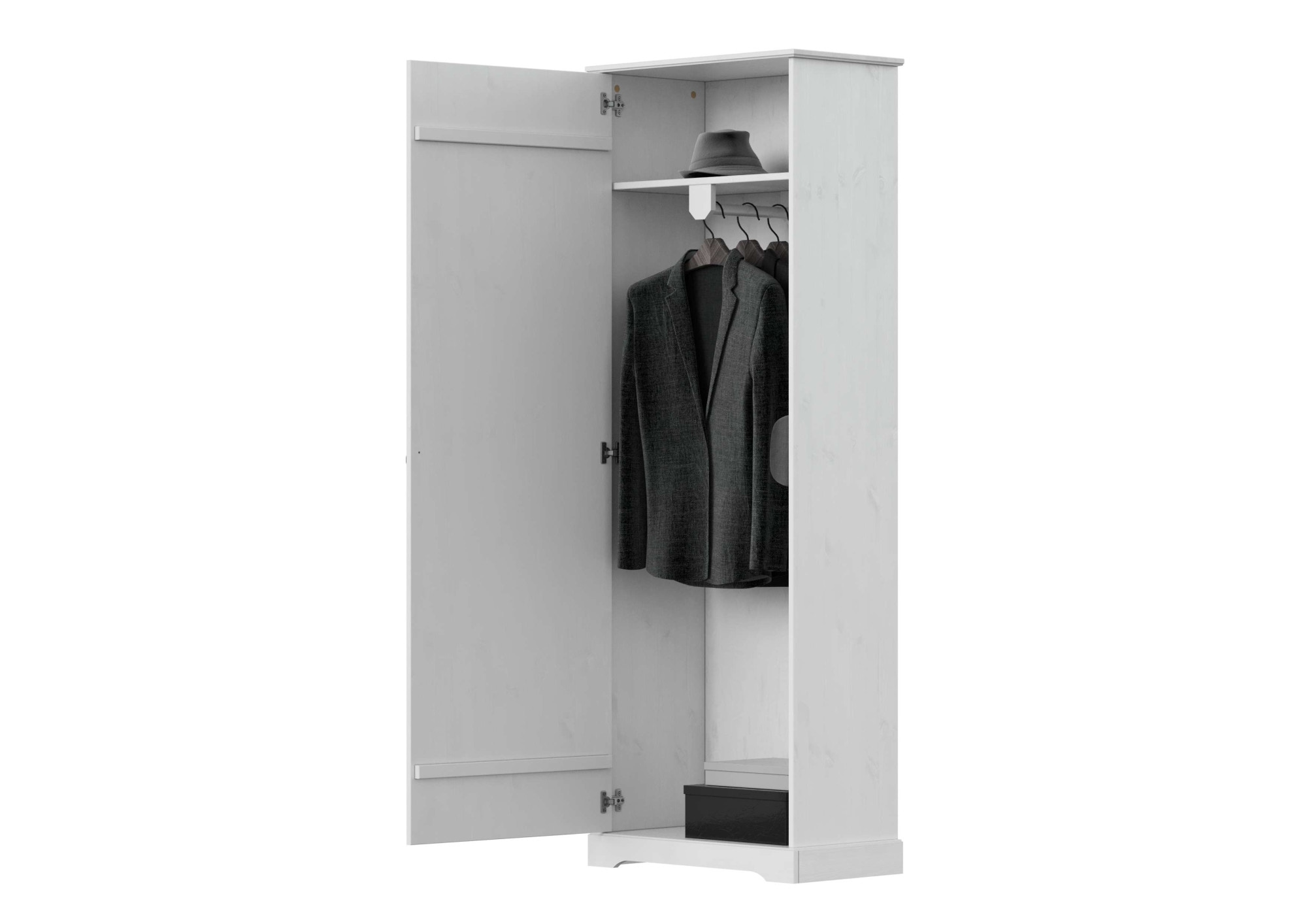 Home affaire Garderobenschrank »Lille Mehrzweckschrank Breite/Höhe: 67/187 cm«, aus massiver Kiefer, mit schöner Lilien-Fräsung, Jugendstil-Griffe