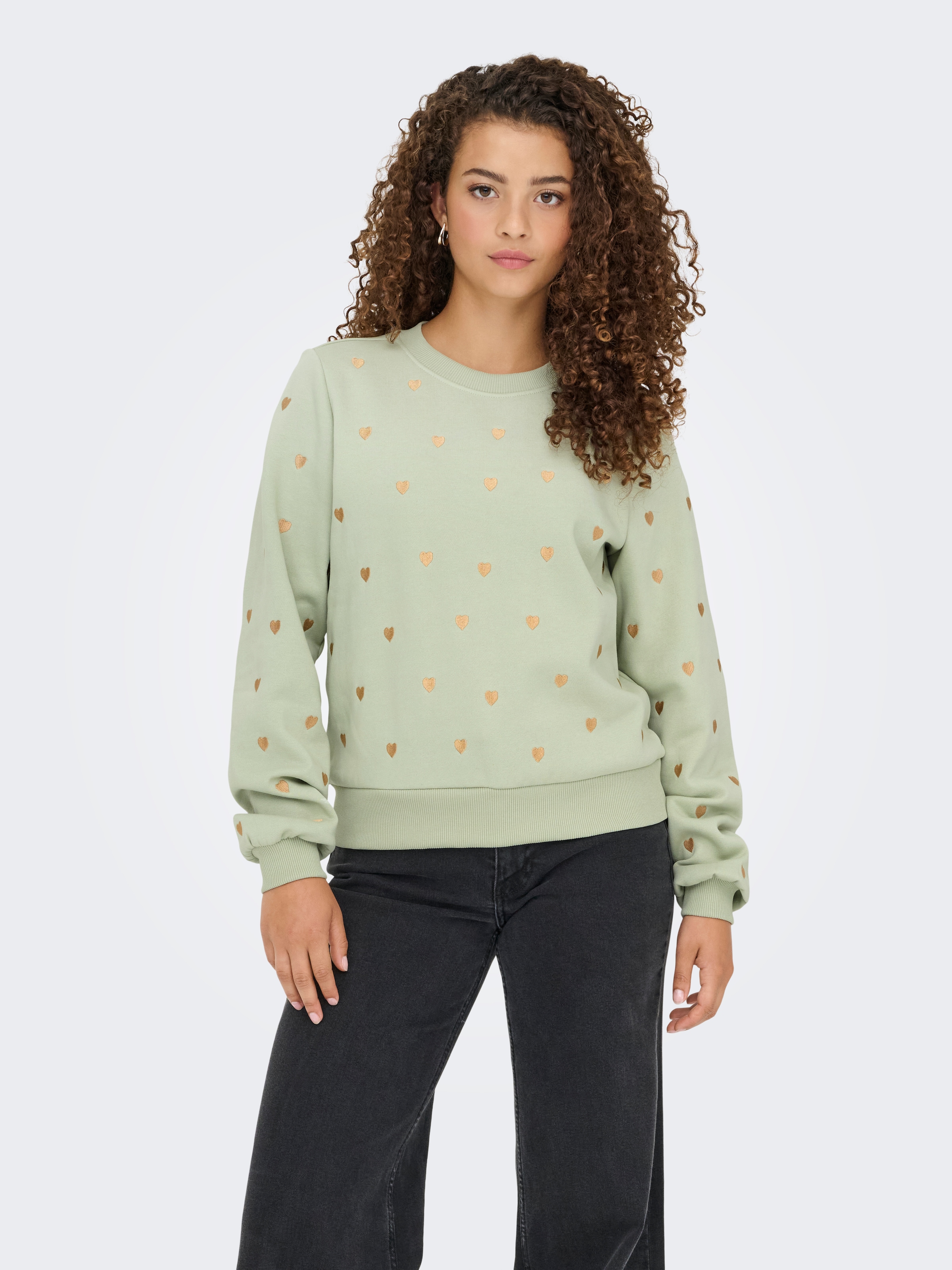 ONLY Sweatshirt "ONLATIKA L/S O-NECK GLITTER EMB. BOX SWT" günstig online kaufen