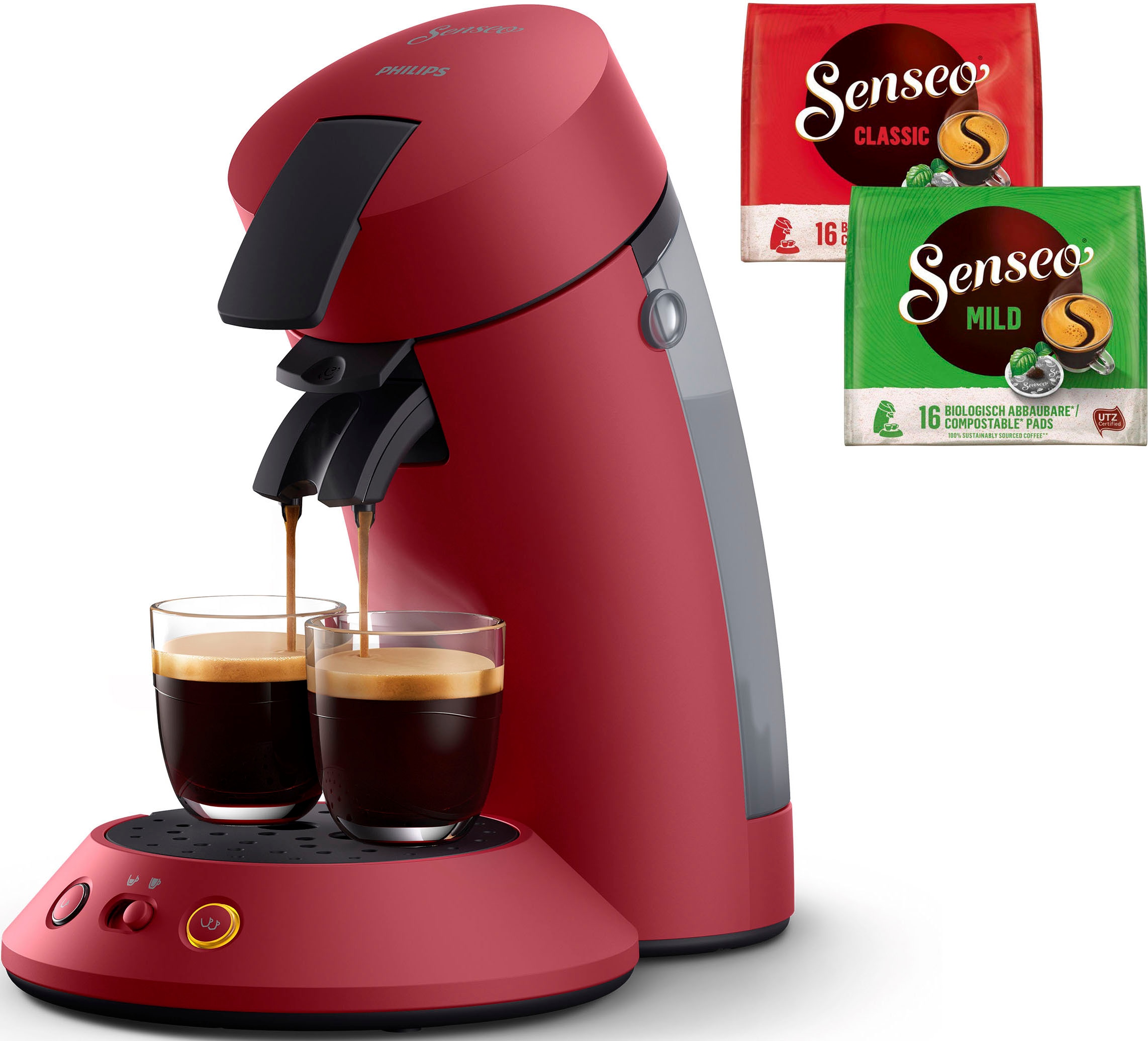 Philips Senseo Kaffeepadmaschine »Original Plus CSA210/90, mit zwei Kaffee-Einstellungen«, aus 28% rec. Plastik, inkl. Gratis-Zugabe (Wert 5 € UVP)