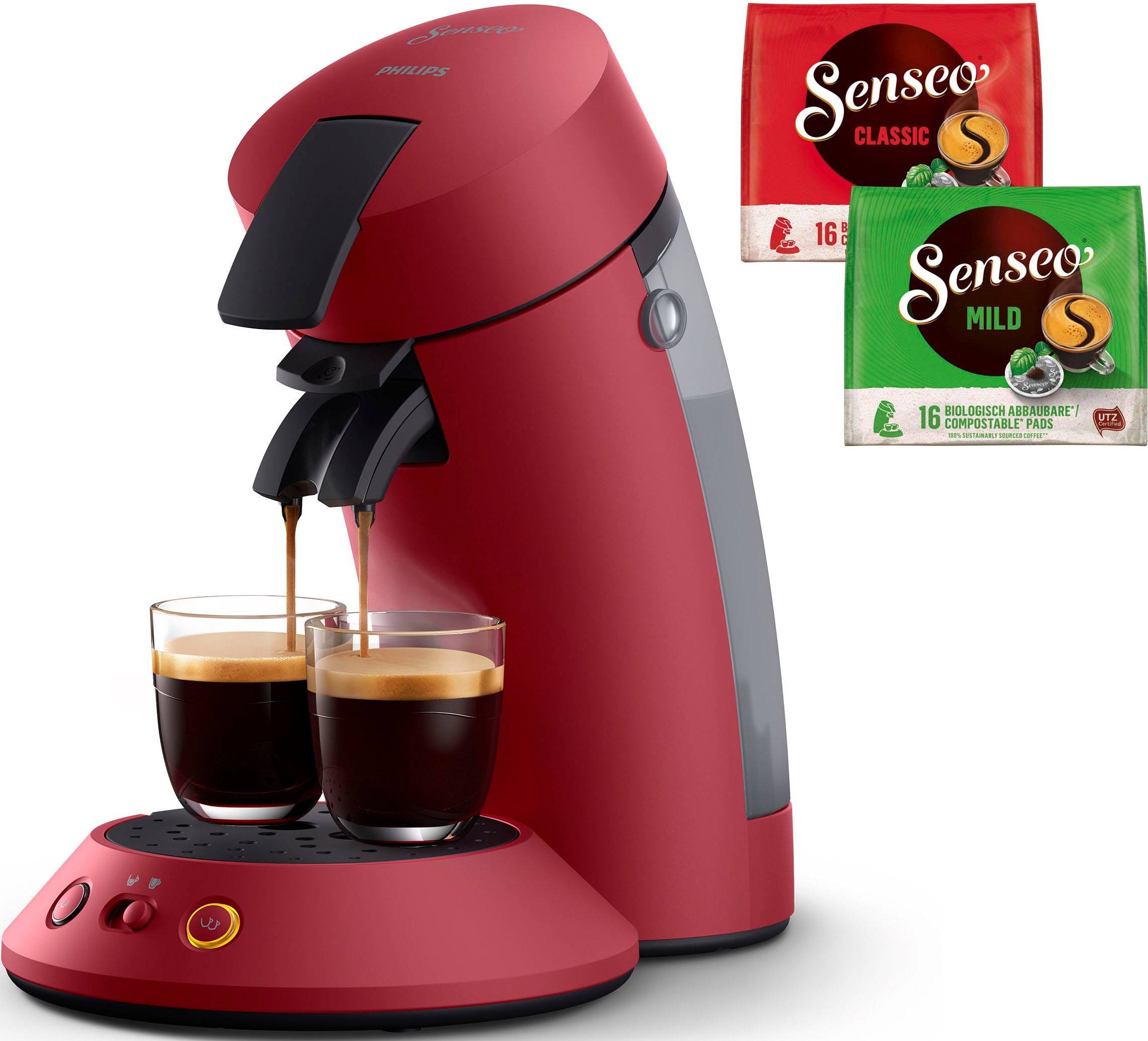 Philips Senseo Kaffeepadmaschine "Original Plus CSA210/90, mit zwei Kaffee-Einstellungen", aus 28% rec. Plastik, inkl. G