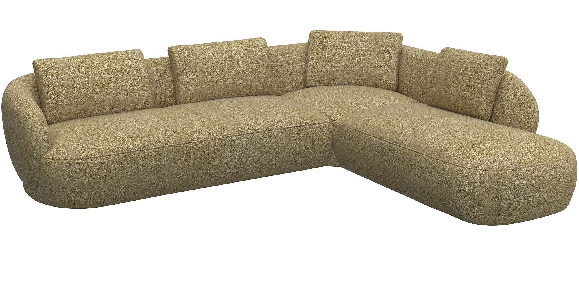 FLEXLUX Ecksofa »Torino, rund, L-Form, Sofa-Ecke mit Ottomane«, Modernes, organisches Sofa-Design, Kaltschaum, Wellenunterfederung