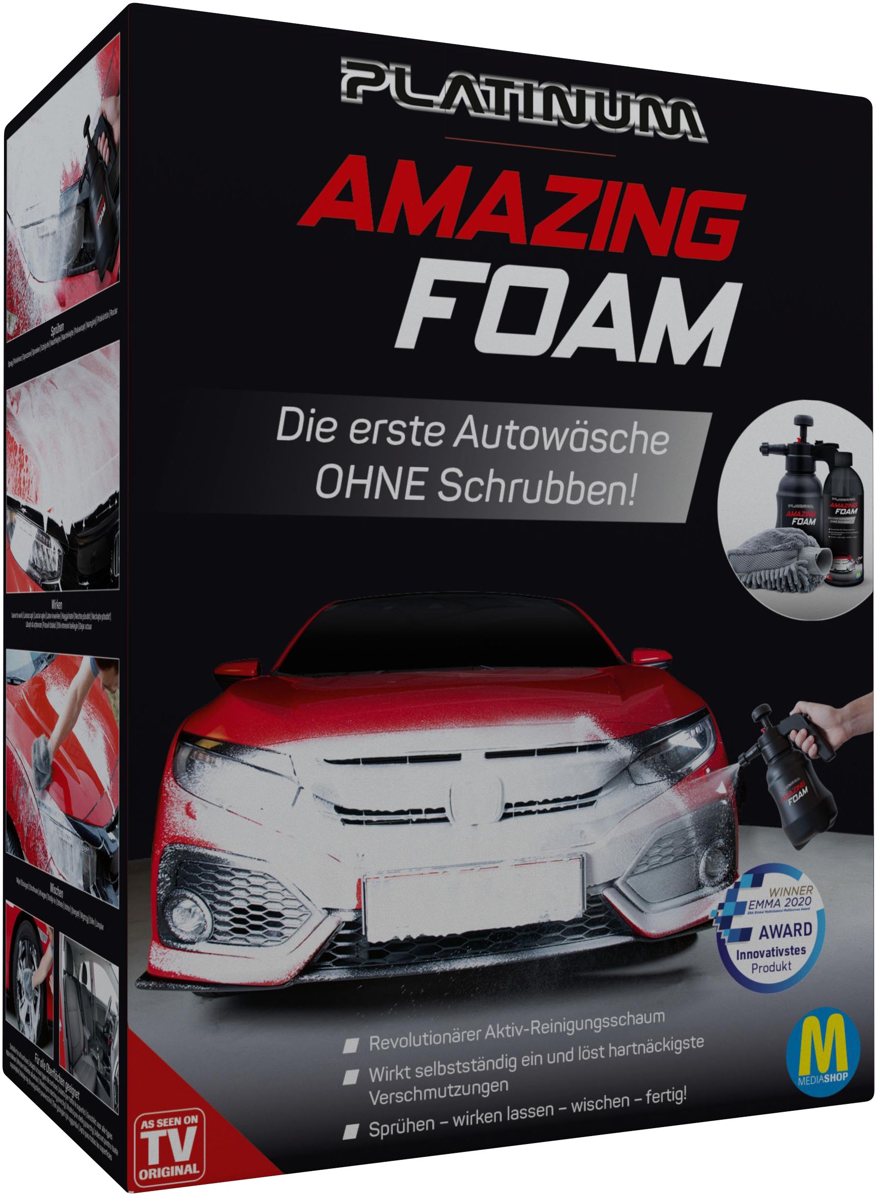 MediaShop Auto-Reinigungsmittel »Platinum Amazing Foam«, (Set), inkl. Sprühflasche und Handschuh