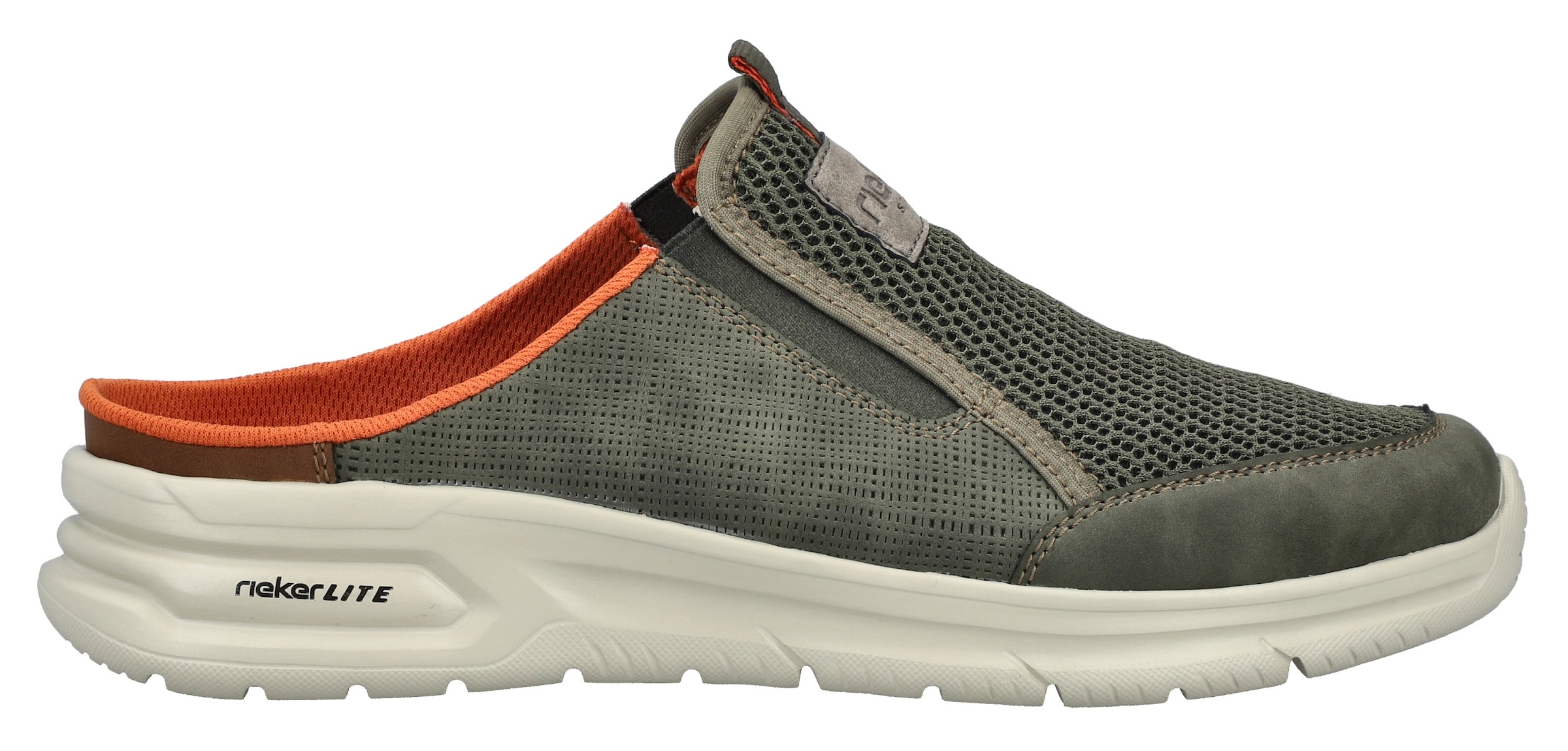 Rieker Clog, Sommerschuh, Hausschuh, Schlupfschuh mit seitlichen Stretcheinsätzen