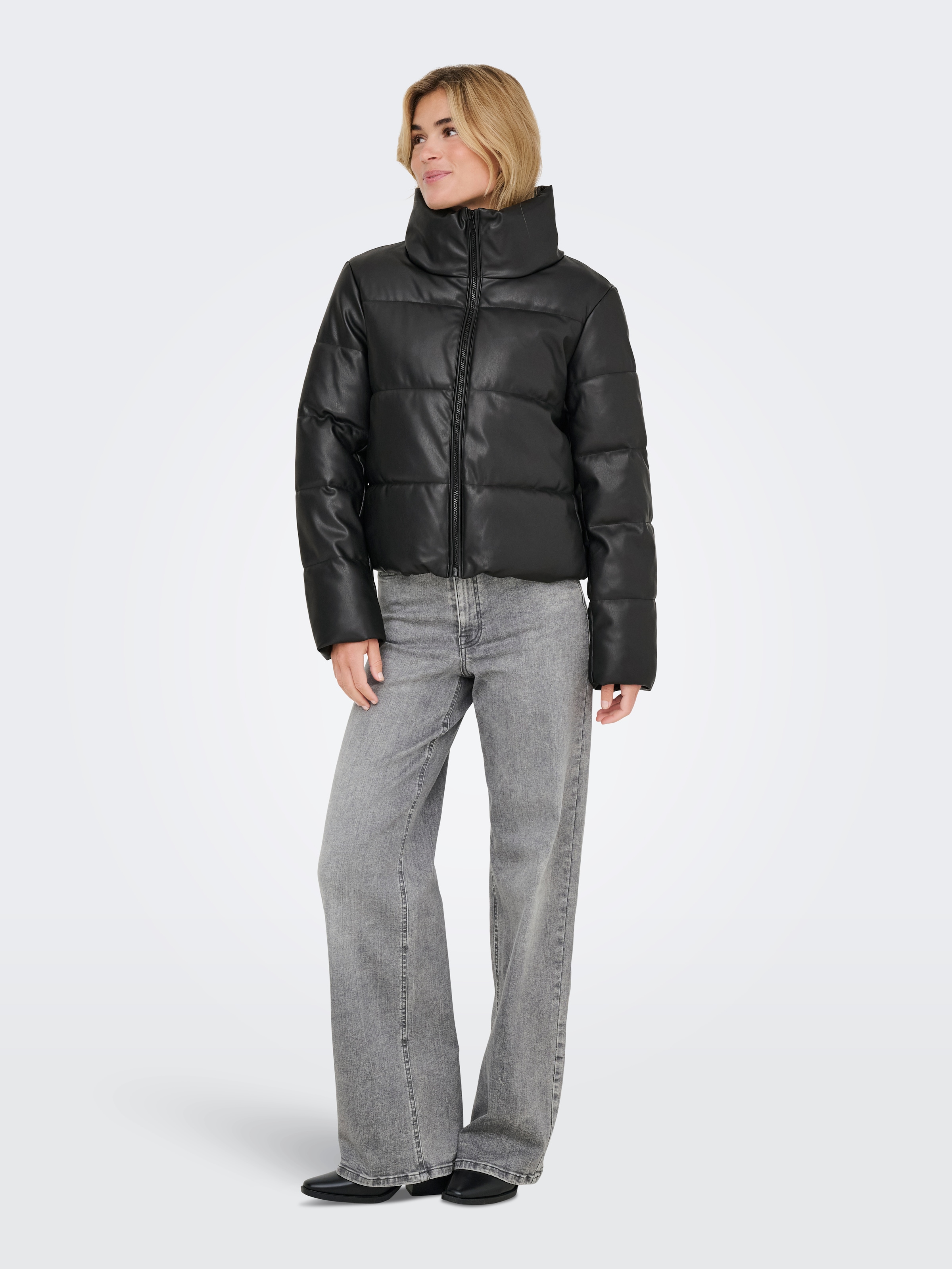 ONLY Steppjacke »ONLELSIE FAUX LEATHER PUFFER JKT CC OTW«, ohne Kapuze