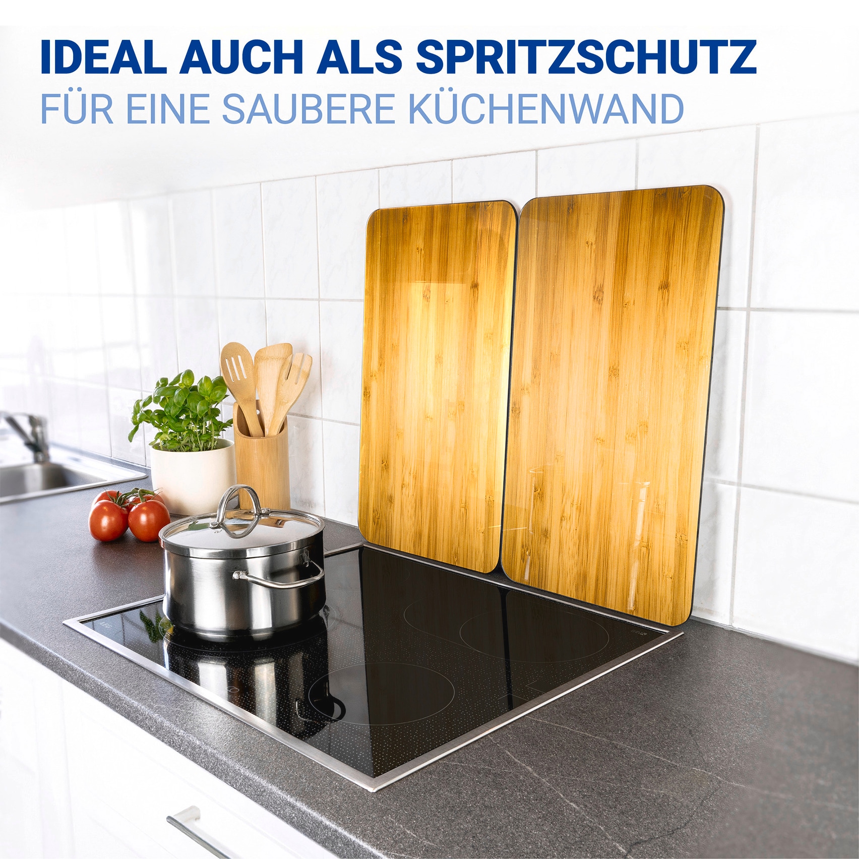 WENKO Herd-Abdeckplatte »Universal Modell Holz-Optik«, (Set, 2 tlg.), Herdabdeckung für alle Herdarten, kratzfest, mit rutschfesten Füßen