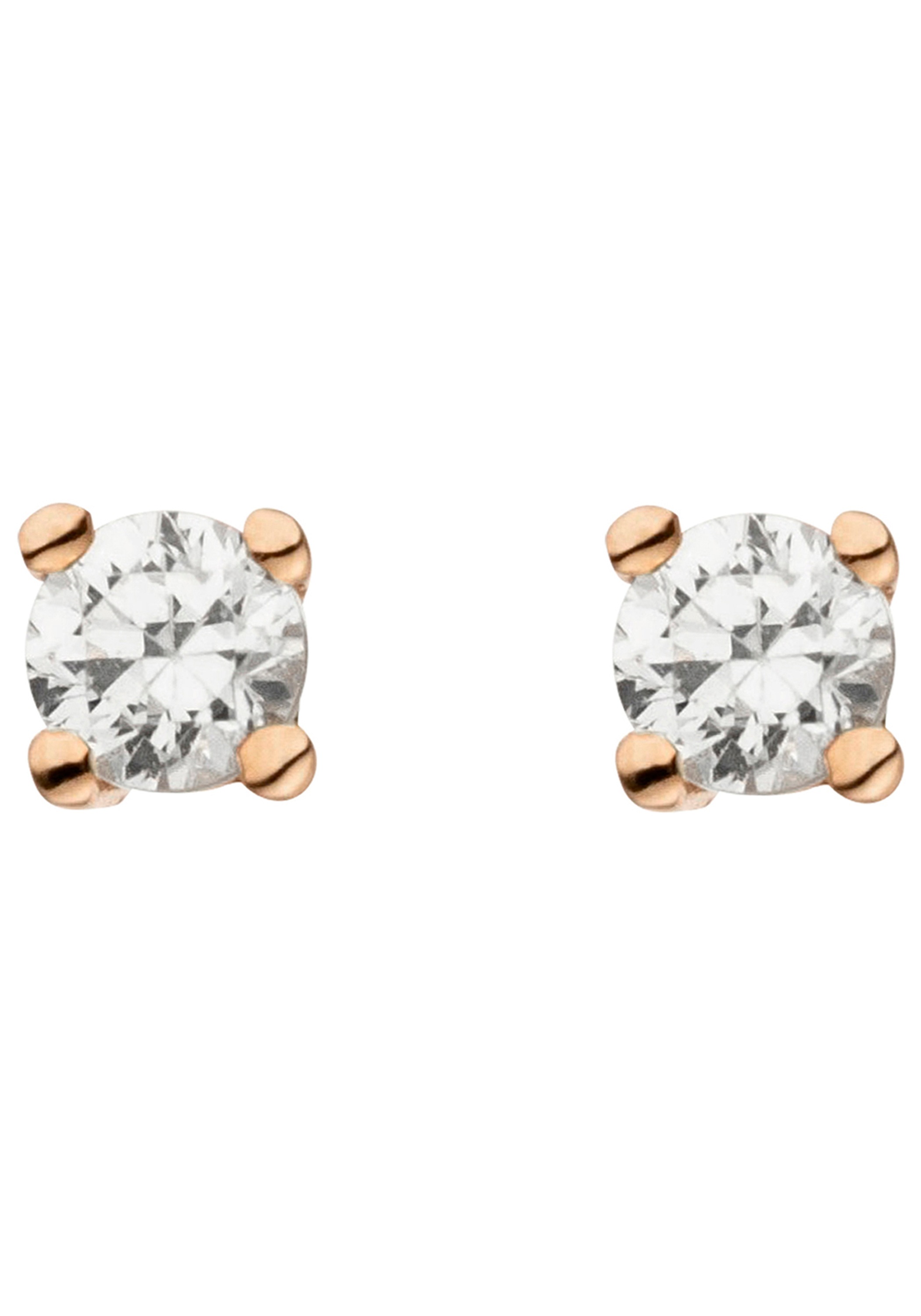 JOBO Paar Ohrstecker »Ohrringe Roségoldohrringe Solitär 2,7 mm« 585 Roségold mit 2 Diamanten Brillanten 0,14 ct.