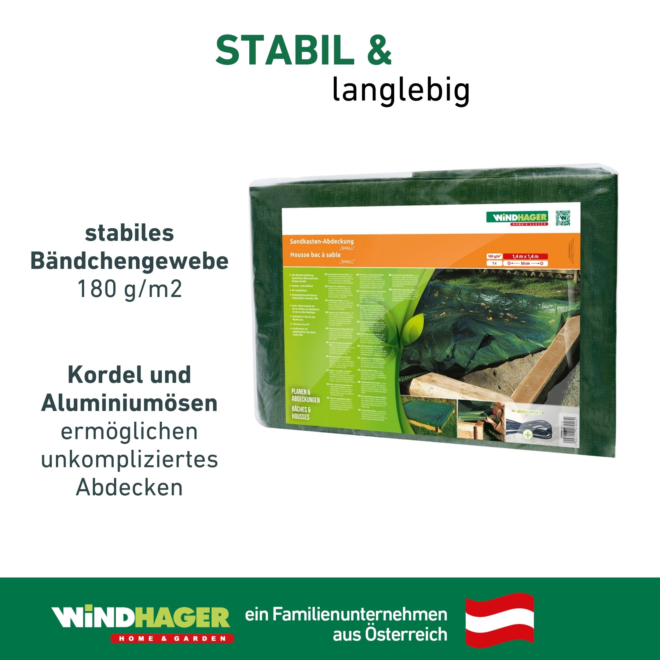 Windhager Sandkasten-Abdeckplane »LARGE« 2x2 m, mit Kordel zur Befestigung