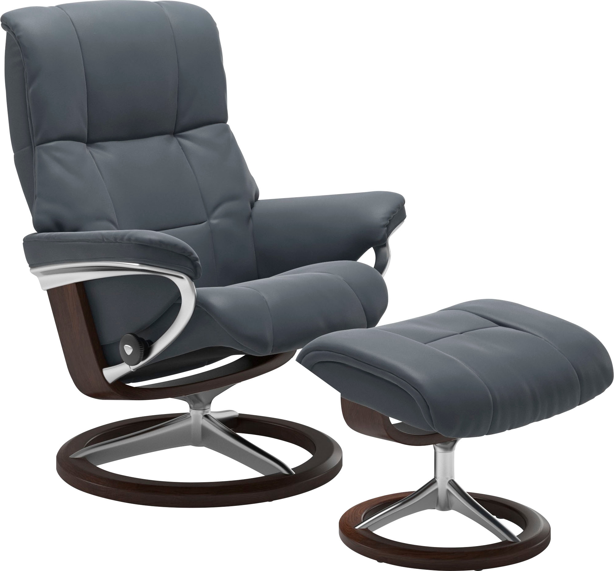 Fußhocker STRESSLESS "Mayfair", blau (atlantic blau batick), B:55cm H:41cm T:39cm, Leder BATICK: BATICK ist ein leicht korrigiertes, durchgefärbtes und genarbtes Möbelleder, bei dem die meisten Unebenheiten und Spuren in der Regel entfernt wurden.;Leder P