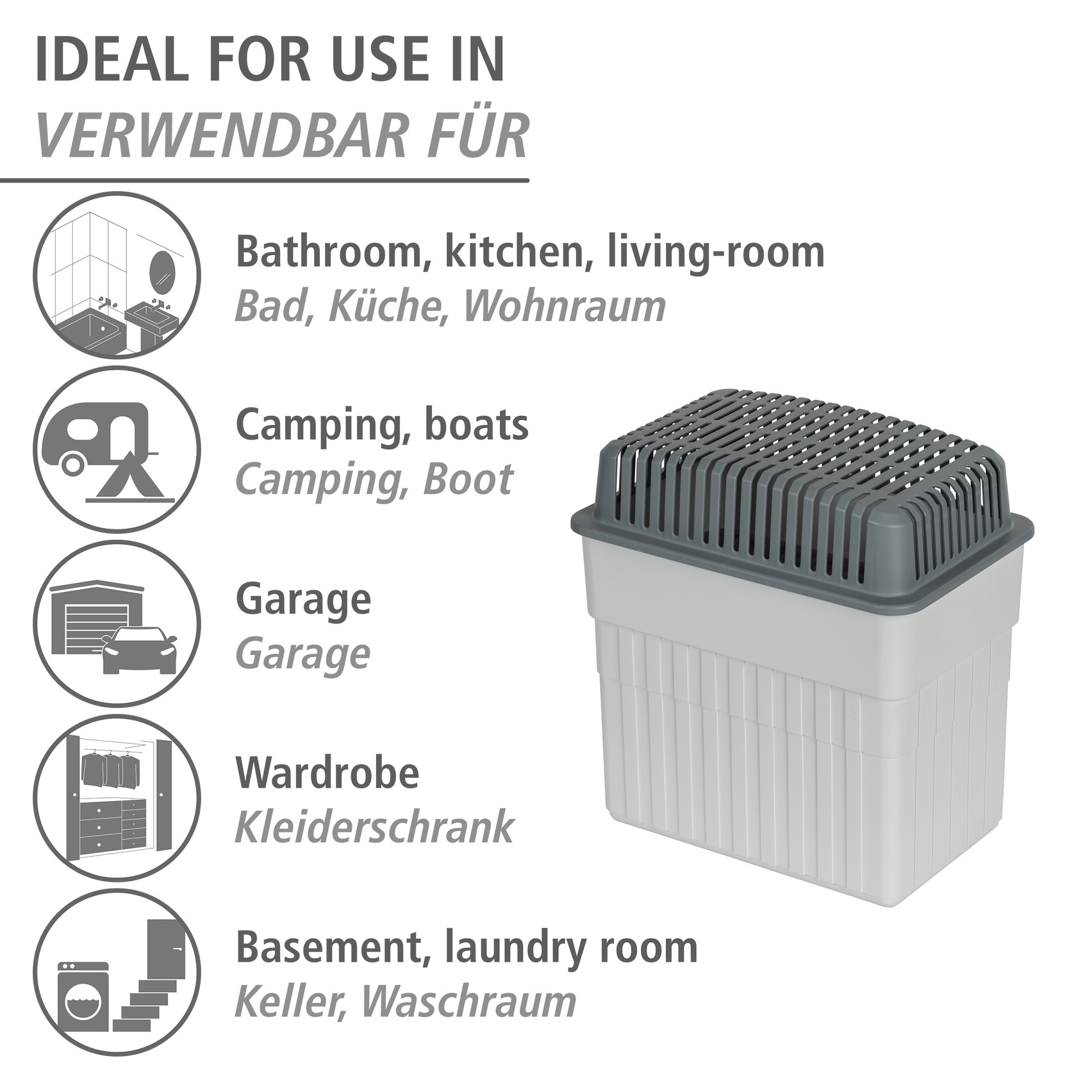 WENKO Luftentfeuchter »Grau« für 160 m³ Räume