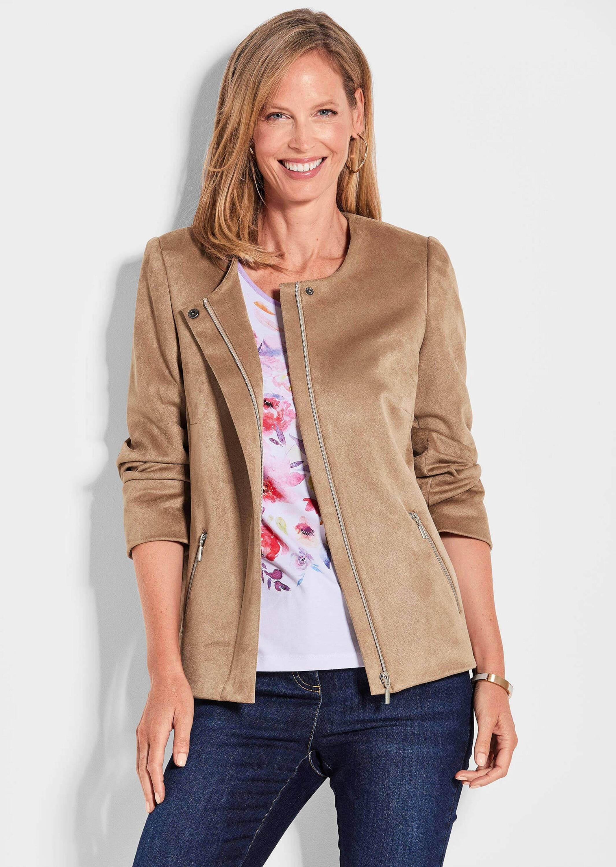 GOLDNER Kurzjacke "Kurzgröße Lederimitatjacke mit supersoftem Griff" Ohne günstig online kaufen