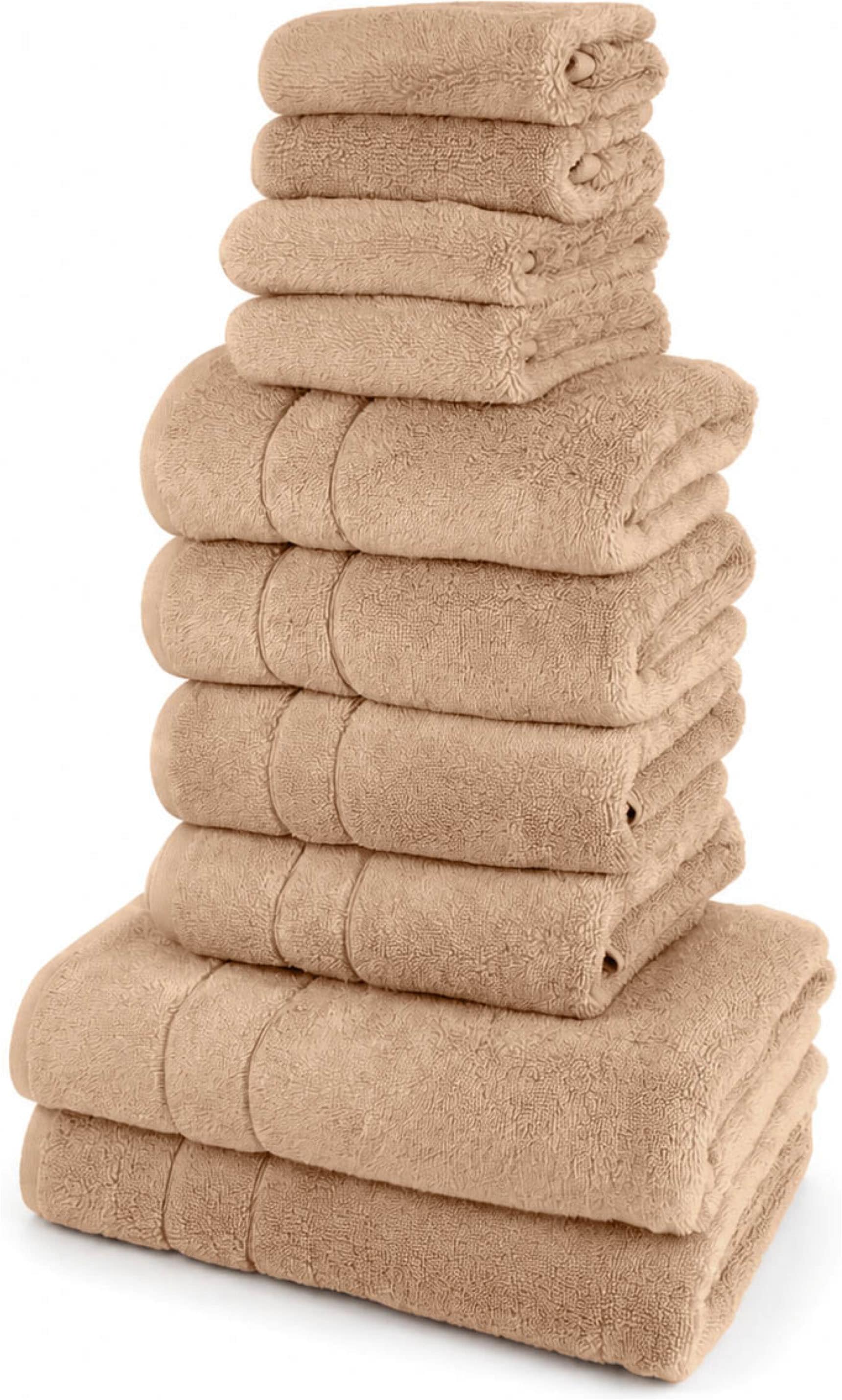 OTTO home "Inga, 3 Qualitäten, Duschtücher, Handtücher, Gästetücher, Seiftücher" 10 Walkfrottier Handtücher mit feiner Bordüre, 100% Baumwolle