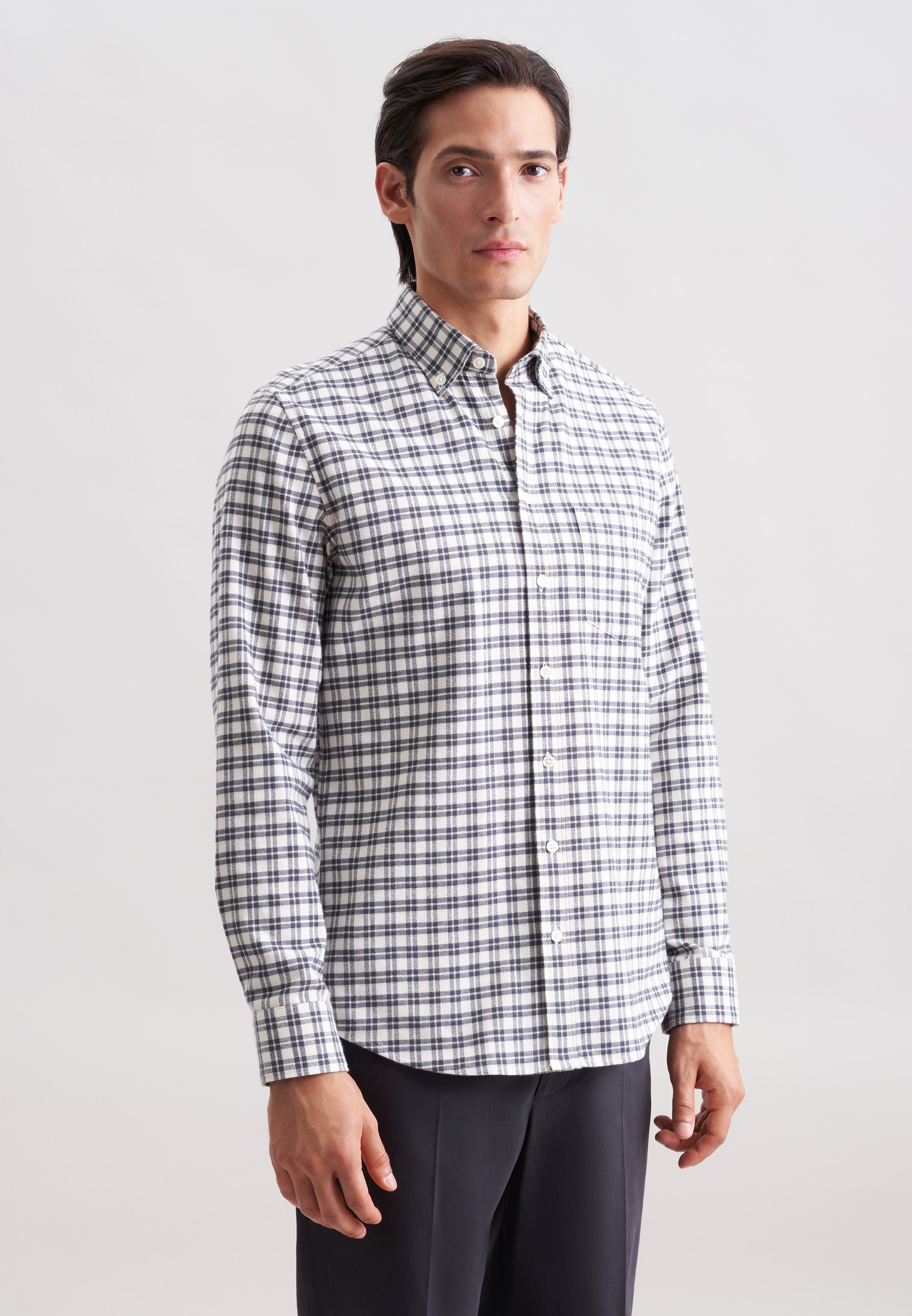 seidensticker Flanellhemd Slim 1/1 Button-Down-Kragen Karo günstig online kaufen