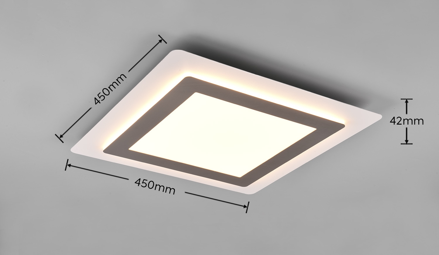 TRIO Leuchten LED Deckenleuchte »MORGAN, quadratische Deckenlampe 45x45cm, dimmbar, CCT, Memoryfunktion«, 1 flammig, Leuchtmittel LED-Board | LED fest integriert, Nachtlicht, Timer, 46W 6000 Lumen, 2700-6500 Kelvin, mit Fernbedienung