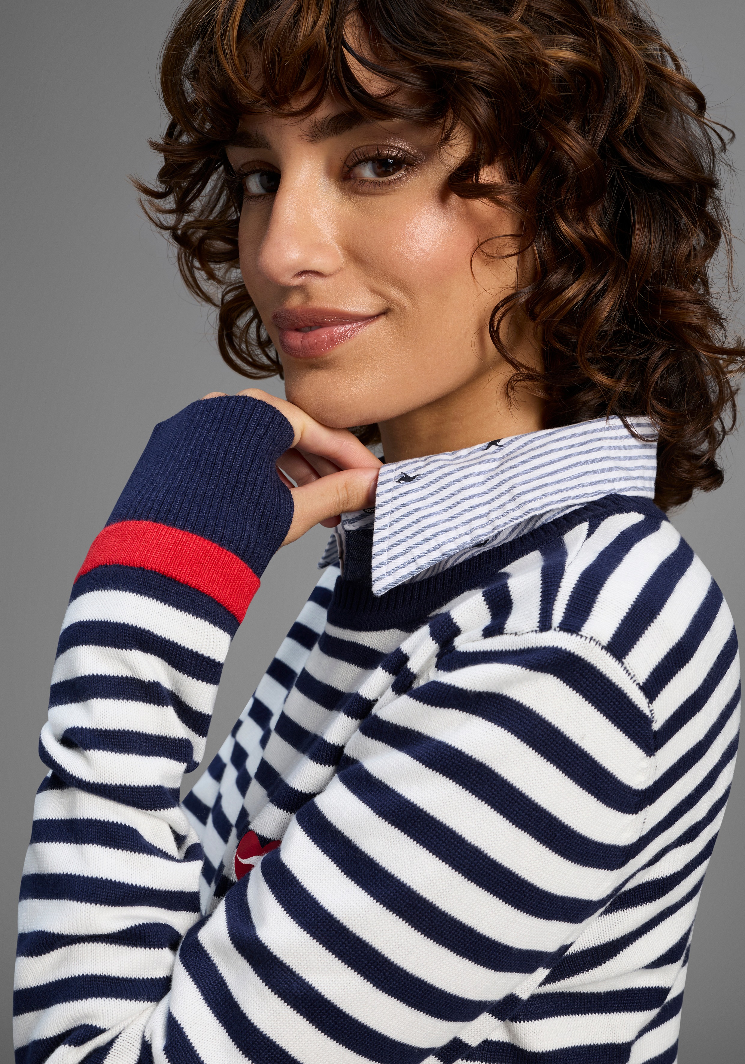 Thumbnail - KangaROOS Streifenpullover mit Ringelstreifen und herzlichem Logodruck