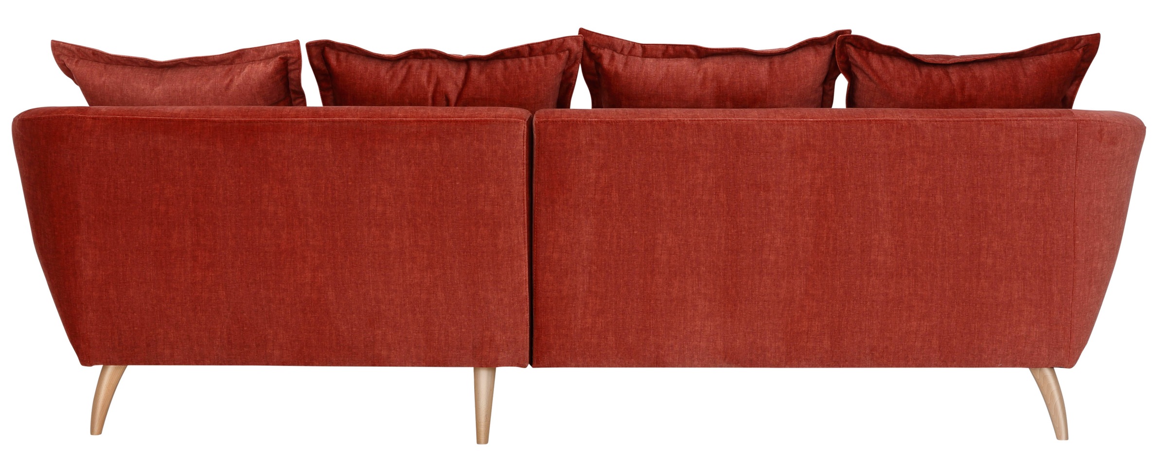 Ecksofa HOME AFFAIRE "Baggio formschöne Polsterecke, bequem, Breite 277cm, L-Form", orange (koralle), B:277cm H:80cm T:162cm, Sofas, Ecksofa, Zierkissen inklusive 6