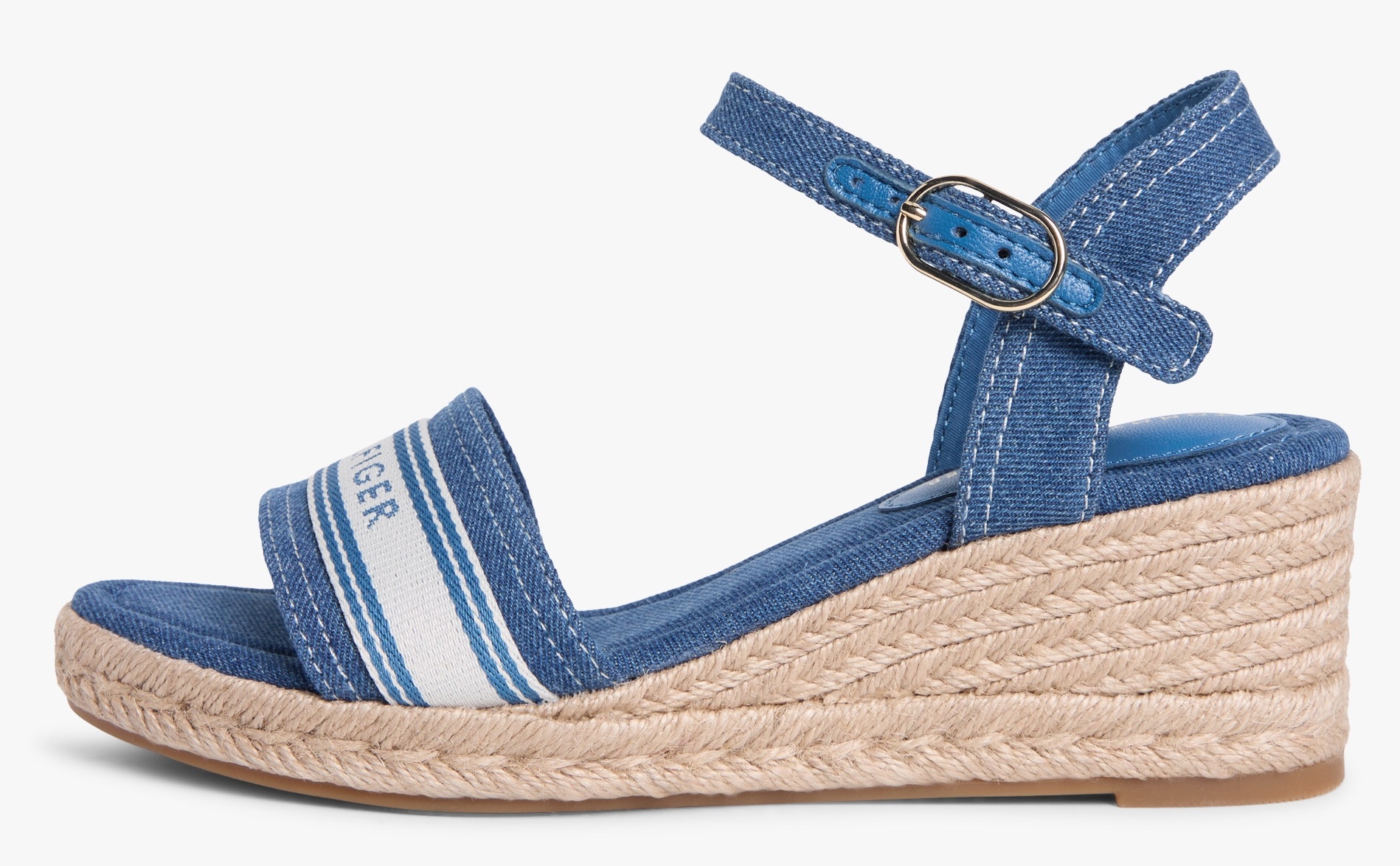 Tommy Hilfiger Keilsandalette »MID WEDGE ESPAD WEBBING«  Sommerschuh, Riemchensandale mit Kontrastbesatz
