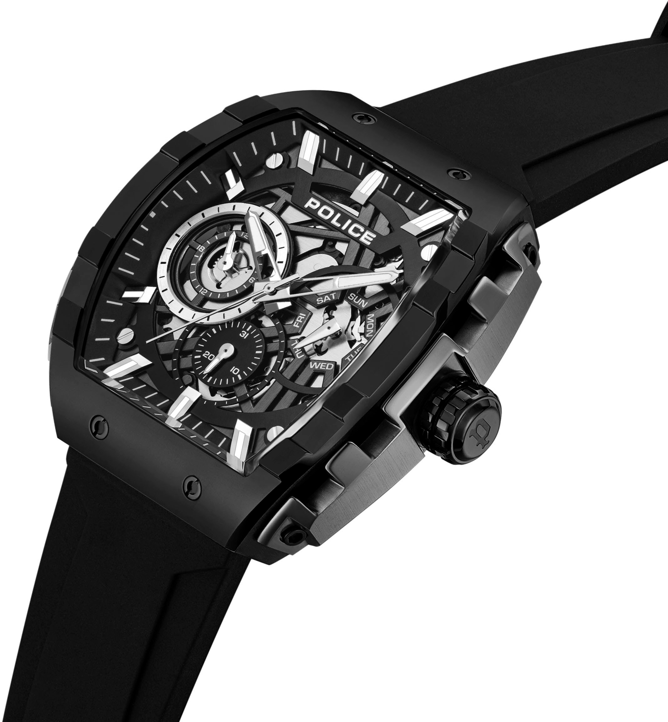 Police Multifunktionsuhr »FLASH«, Quarzuhr, Armbanduhr, Herrenuhr, Silikonarmband, analog