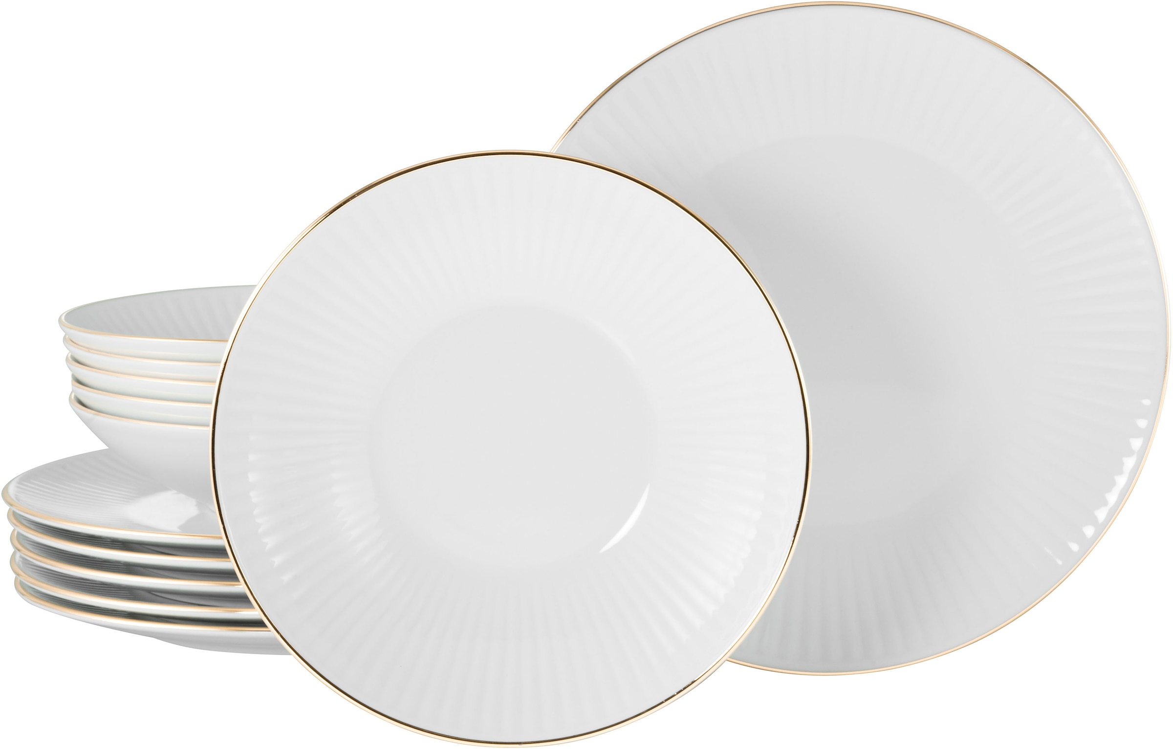 CreaTable Tafelservice "Valencia Gold, Tafel-Service 12-tlg" Elegant, Goldr günstig online kaufen