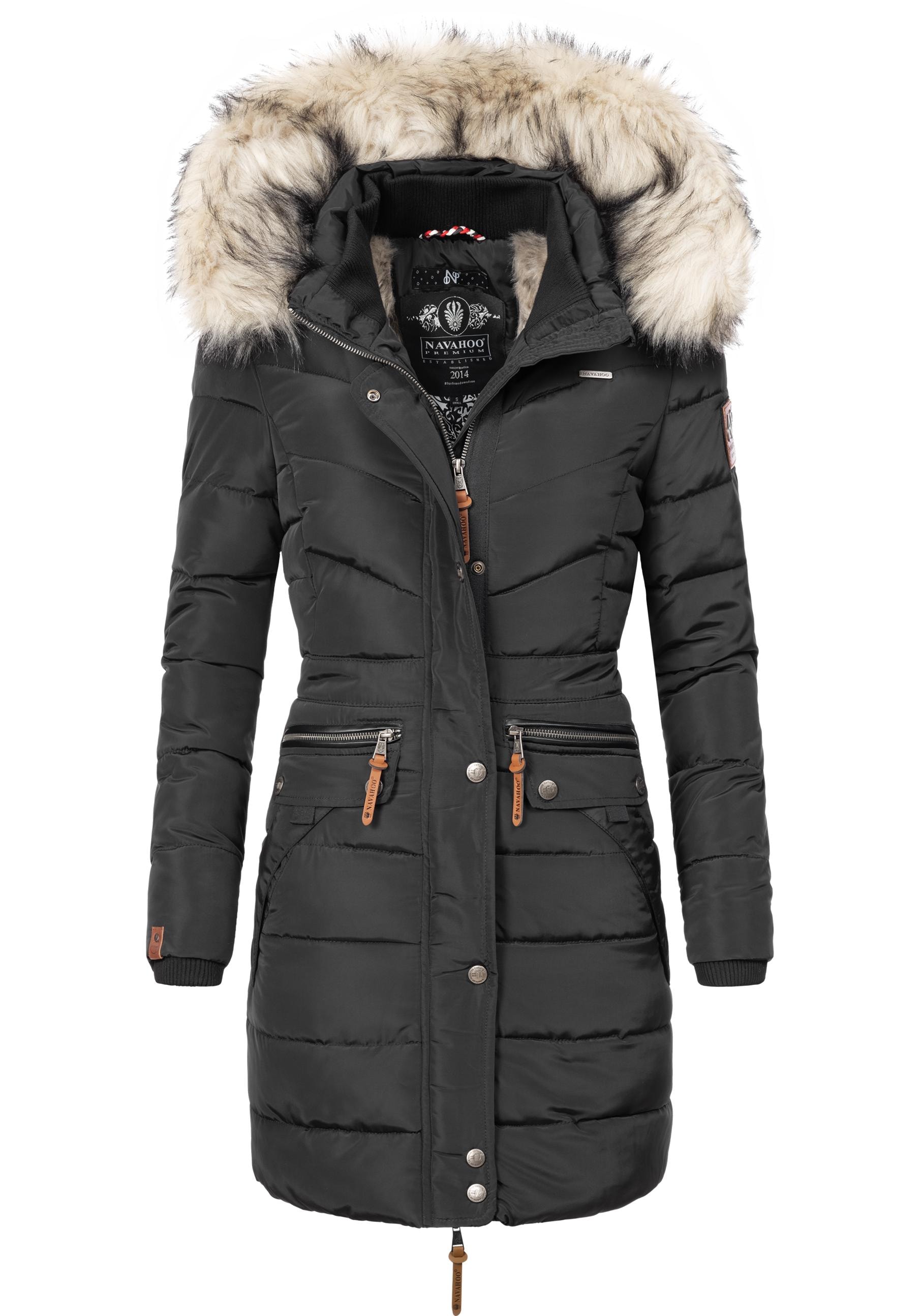 Steppmantel »Paula«, stylischer Winter Parka m. edlem Fellimitat