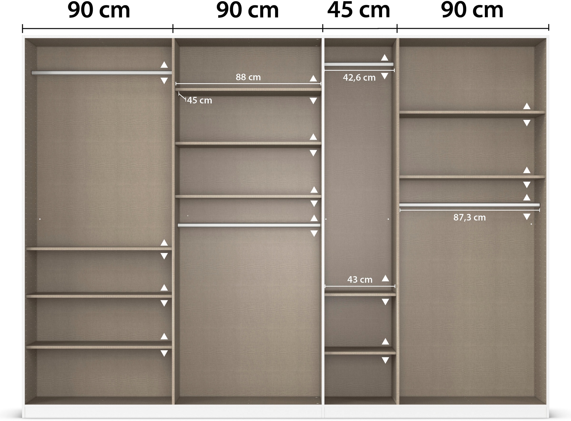 rauch Drehtürenschrank »Kleiderschrank Kleiderschränke Schrank Garderobe AGORDO mit Glasfront«, (in zwei Griff-Farben), durchdachte Innenausstattung, in 6 Breiten und 2 Höhen MADE IN GERMANY