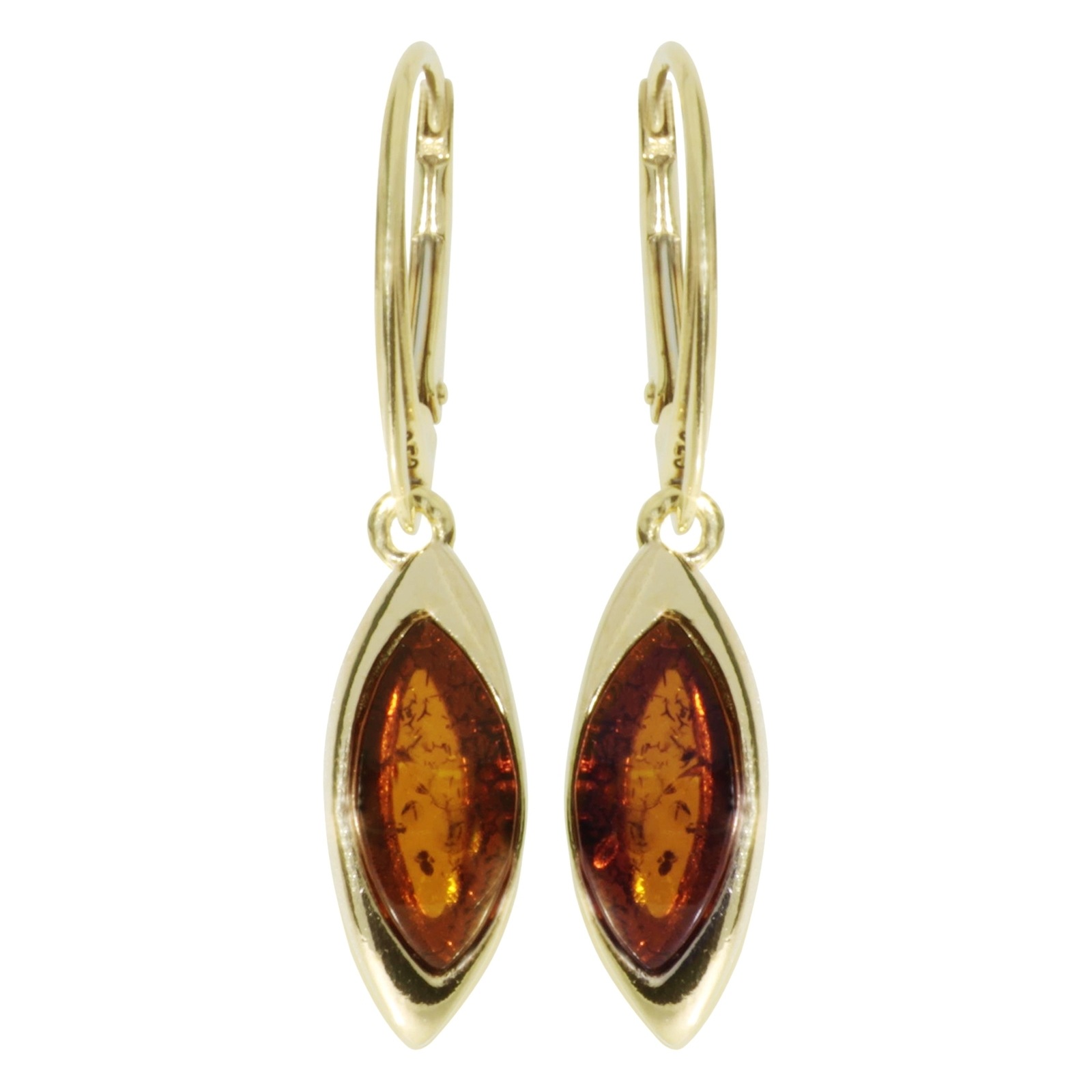 Paar Ohrhänger OSTSEE-SCHMUCK "- Tonje - Silber 925/000, vergoldet - Bernstein" Gr. 36, gold (goldfarben, gelb), Ohrringe, Damen, Silber 925 (Sterlingsilber)