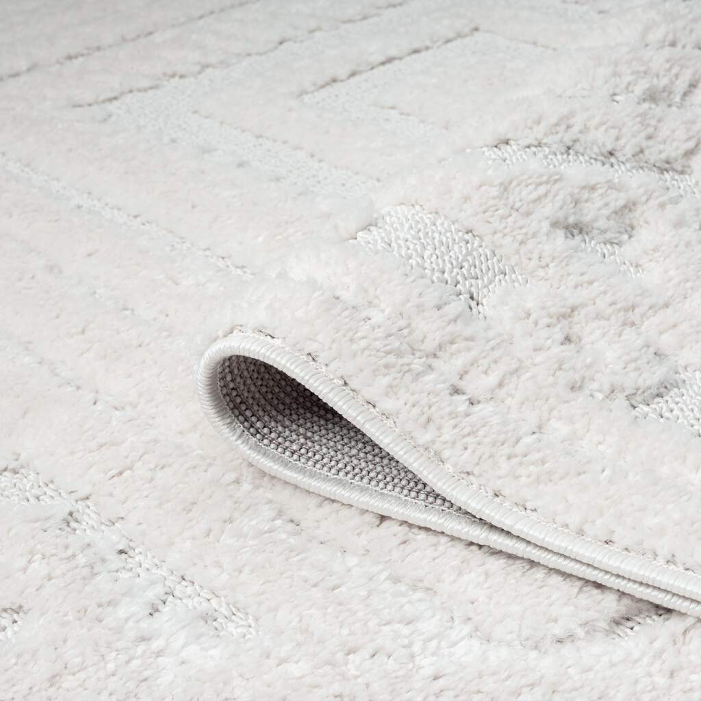 Hochflor-Teppich CARPET CITY "FOCUS777", beige (creme), B:160cm H:20mm L:230cm, Obermaterial: 100% Polypropylen, Teppiche, Boho-Teppich, Hochtief-Muster/ 3D-Effekt, für Wohnzimmer, Schlafzimmer 3