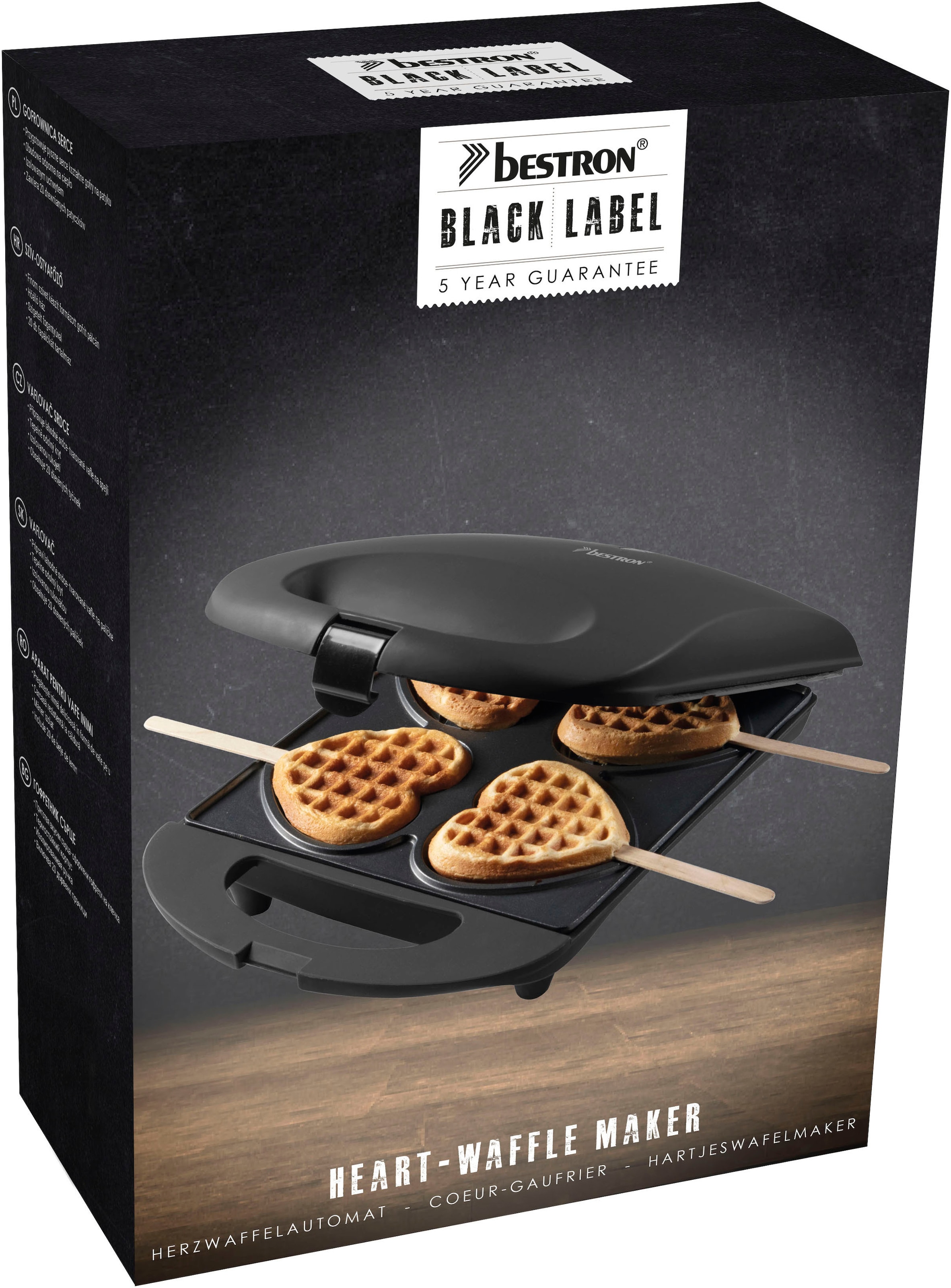 bestron Waffeleisen »DSW271 für Herzwaffeln am Stiel«, 780 W, für Herzwaffeln am Stiel, Retro Design