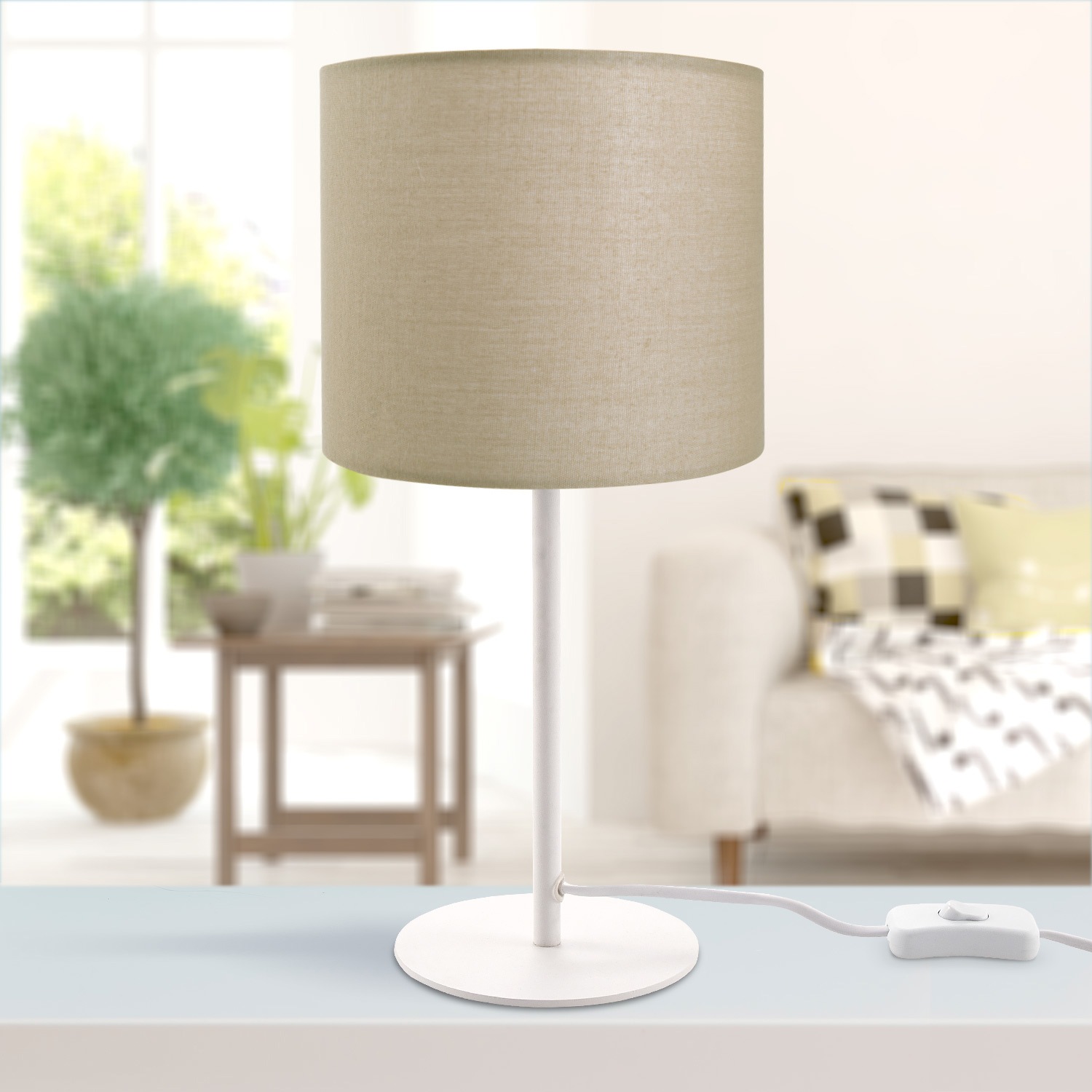 Paco Home Tischleuchte »Uni Color«, 1 flammig-flammig, LED E14 Lampe, Für Wohnzimmer Und Schlafzimmer, Unifarben, Deko