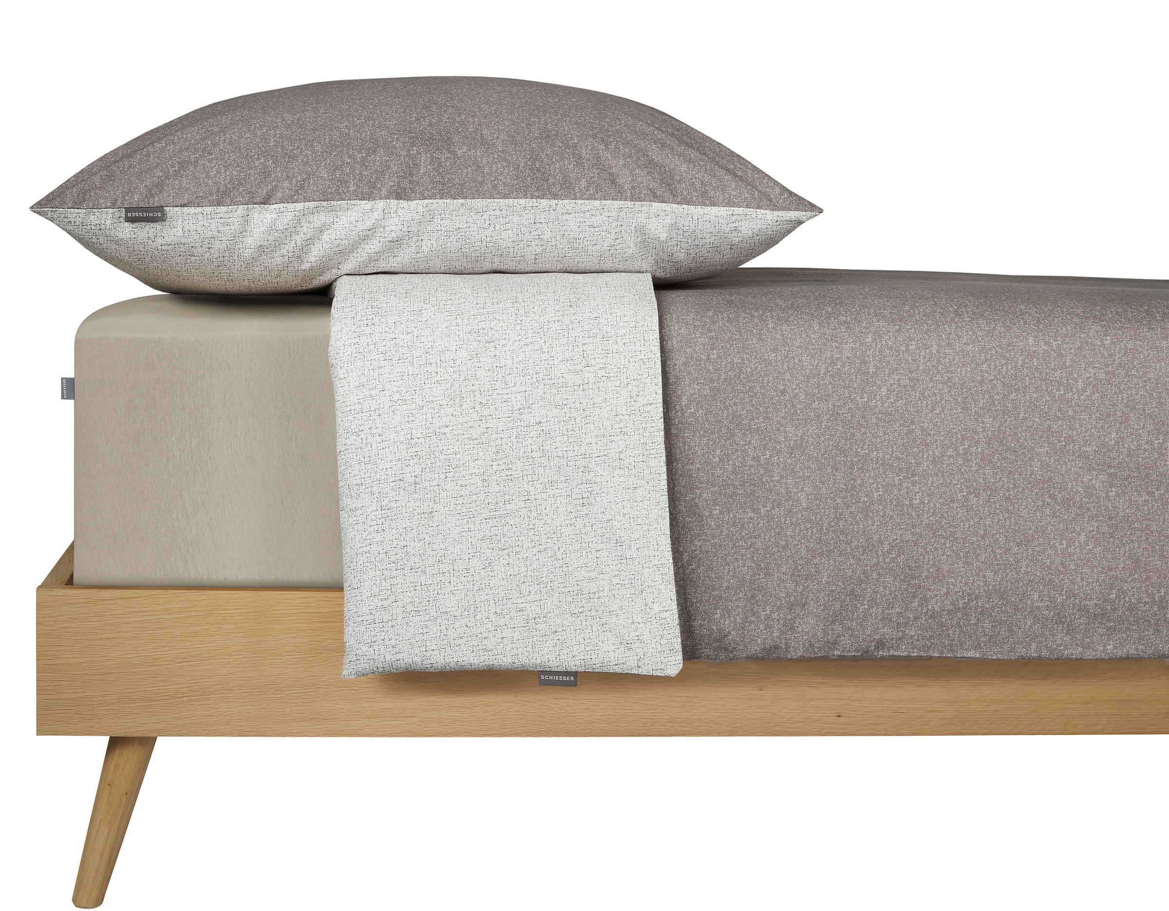 Thumbnail - Schiesser Wendebettwäsche "Vinnie aus weicher Baumwolle mit edlem Melangeeffekt" 2 Stk. tlg. MADE IN GREEN by OEKO-TEX-z...