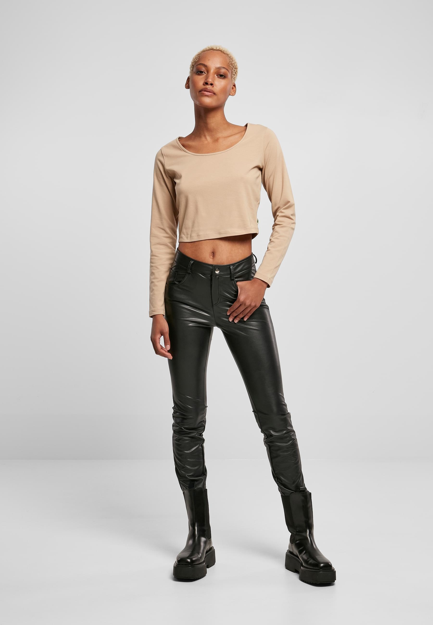 URBAN CLASSICS Longsleeve »Urban Classics Damen Ladies Organic Wide Neck Cropped Longsleeve«, (1 tlg.)