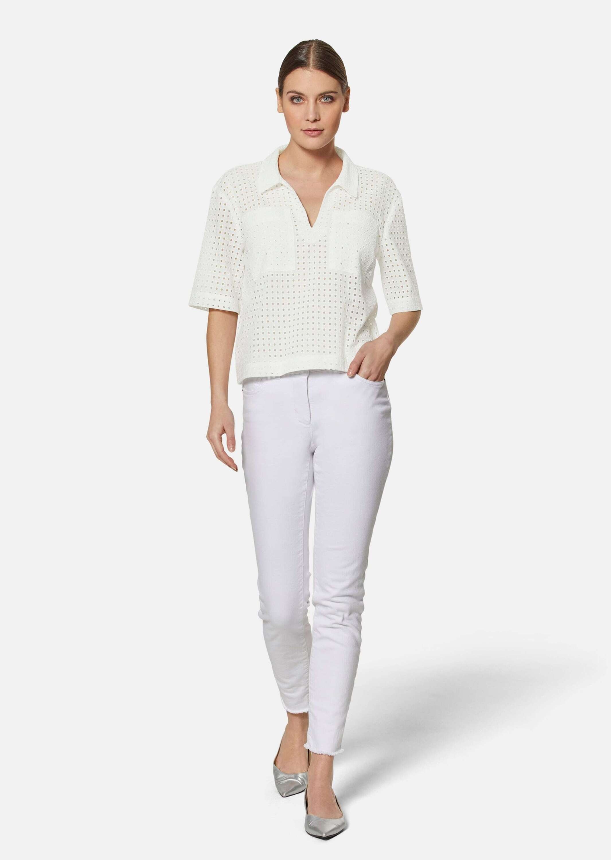 MADELEINE Kurzarmbluse »Bluse Kurzarm-Bluse im Boxy-Style mit Lochstickerei«