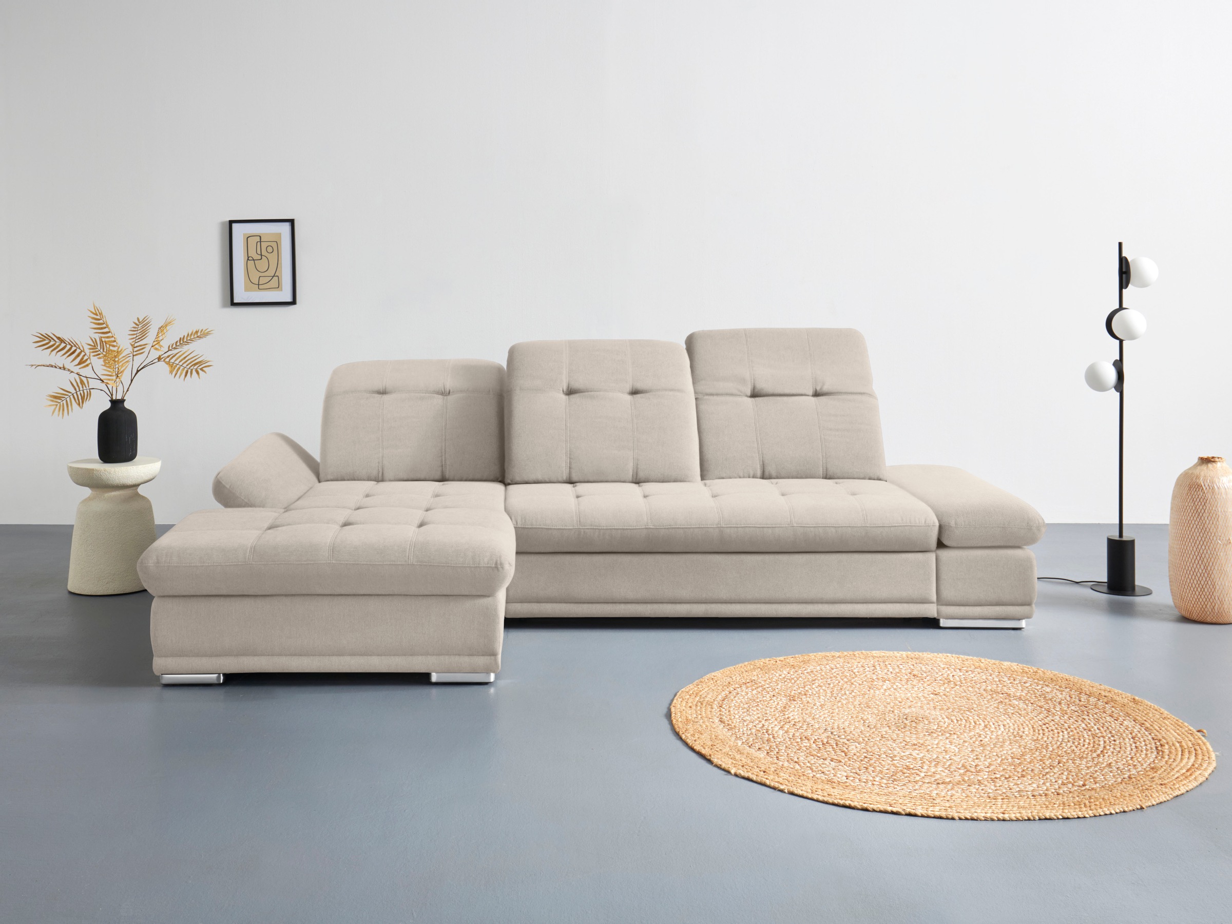 COTTA Ecksofa "Holiday L-Form mit Sitztiefen-, Armteil- und Kopfteilverstellung" wahlweise mit Schlaffunktion & Bettkasten