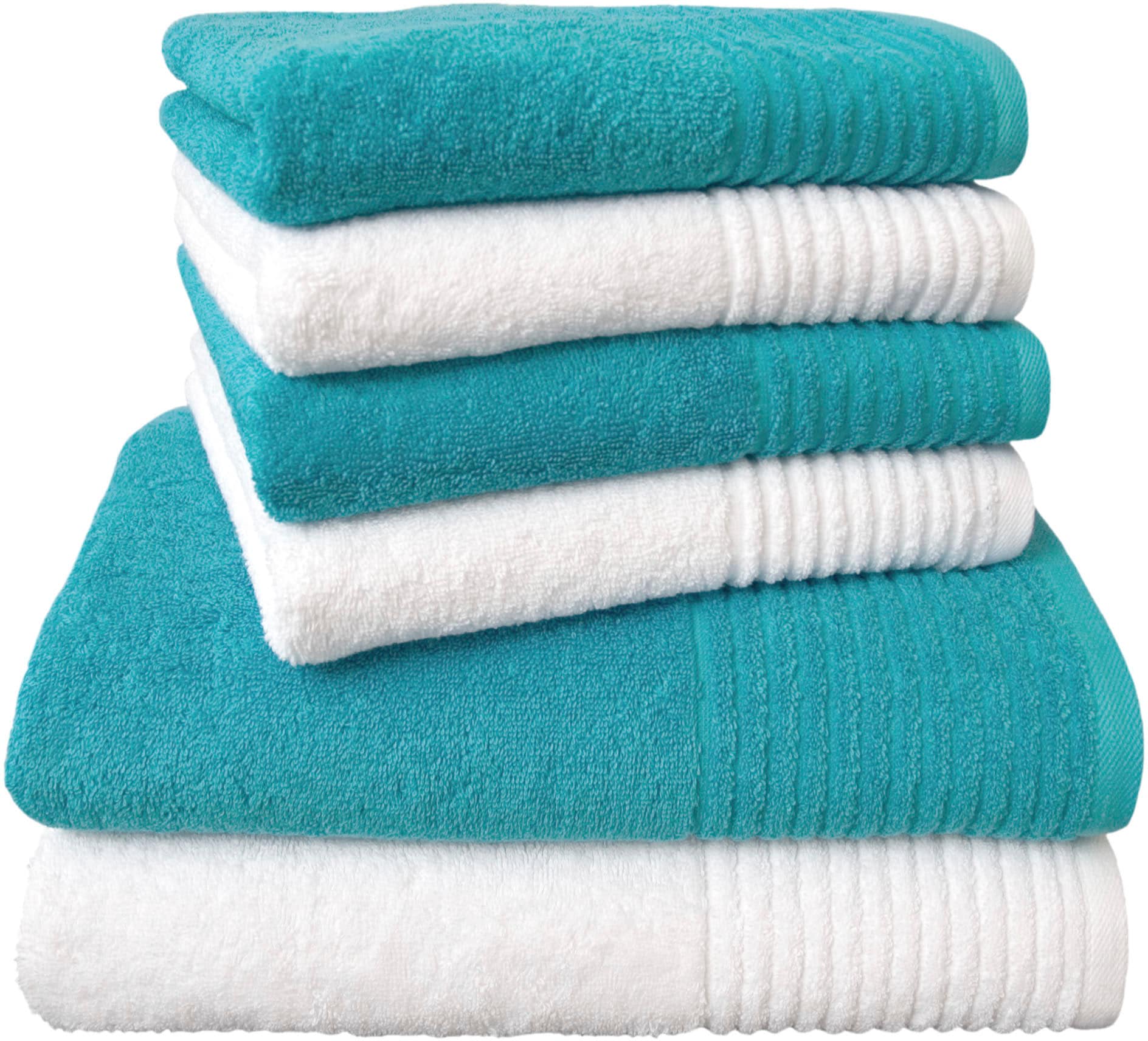 Dyckhoff Handtuch Set "Brillant" Set 6 Stk. Walkfrottee mit Streifenbordüre günstig online kaufen
