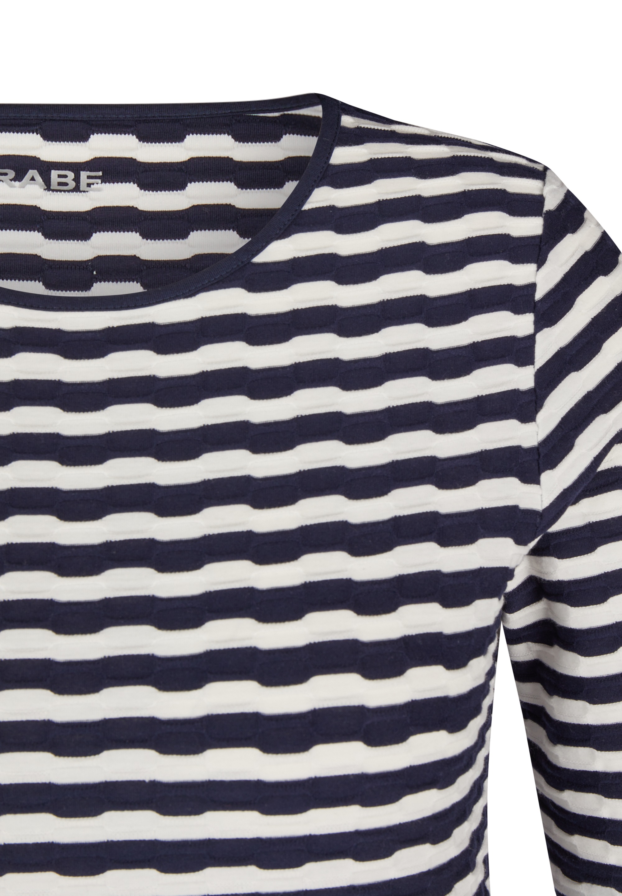 Rabe Rundhalsshirt, im Streifen-Look und in Struktur-Optik