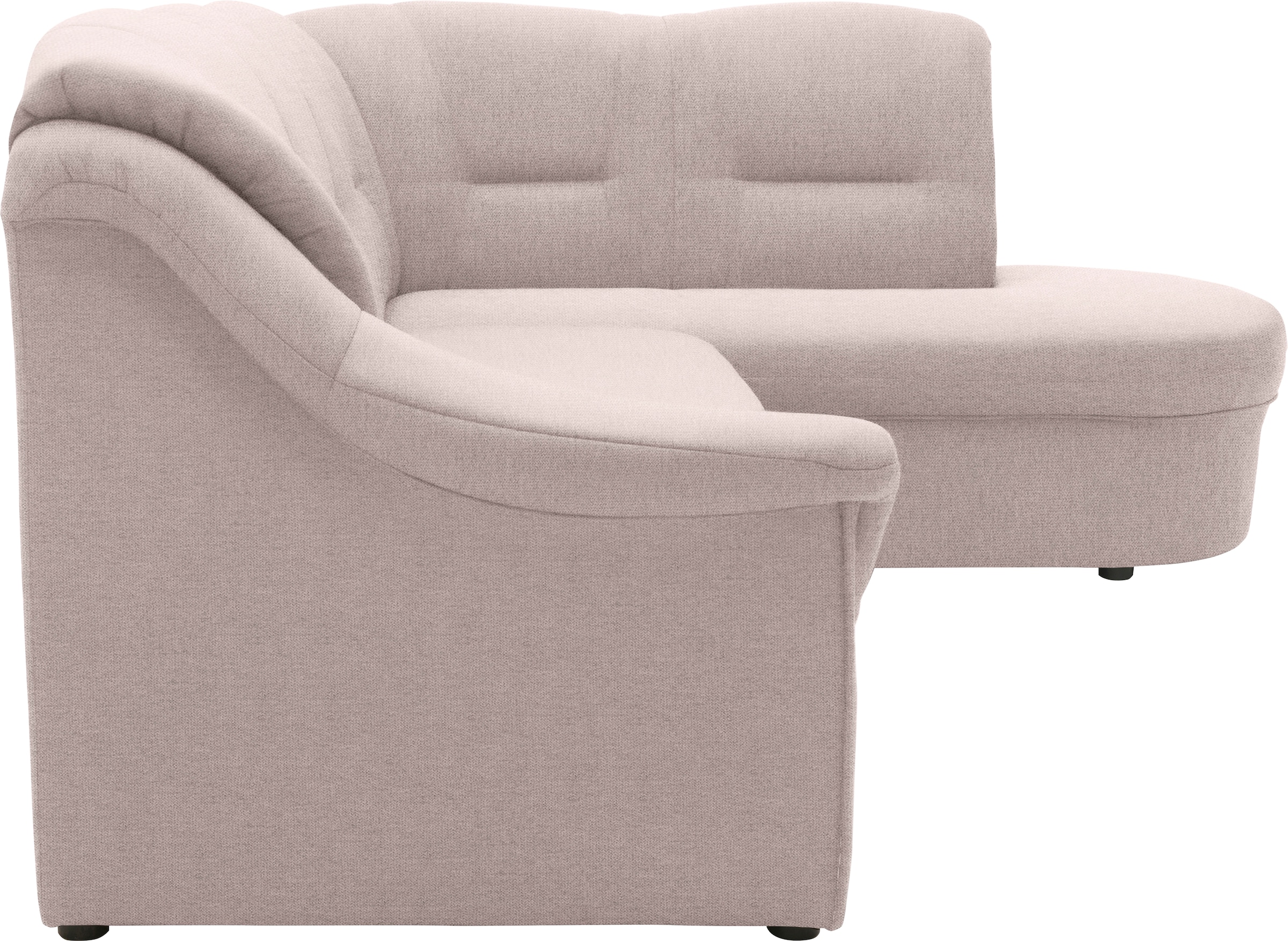 DOMO collection Ecksofa »Faenza für kleine Räume, Stellmaße 232,176cm, komfortabel, L-Form«, mit Ottomane, zeitlos, elegante Armlehnen, wahlweise mit Bettfunktion