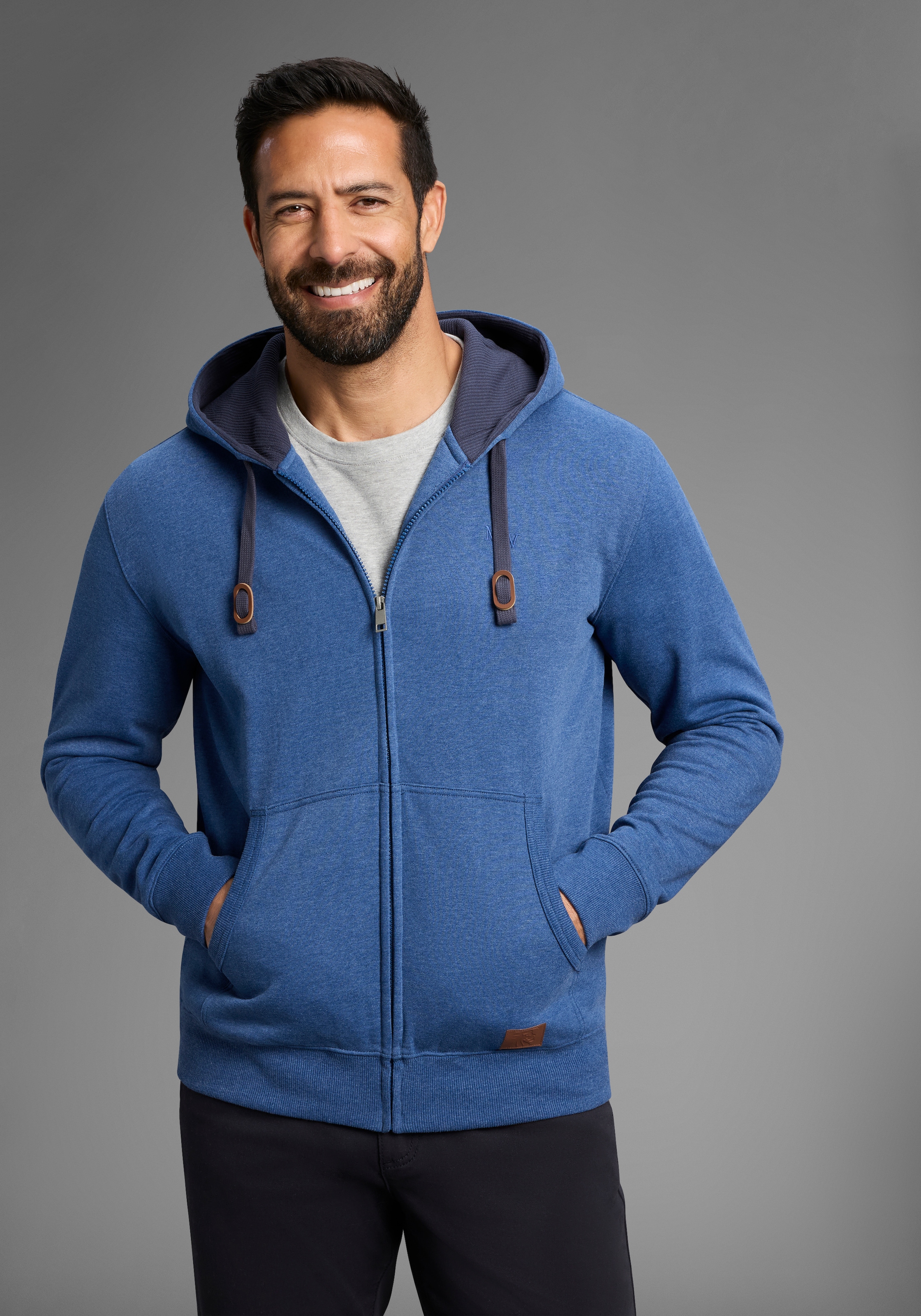 Mans World Kapuzensweatjacke, mit kontrastfarbigem Innenfutter günstig online kaufen
