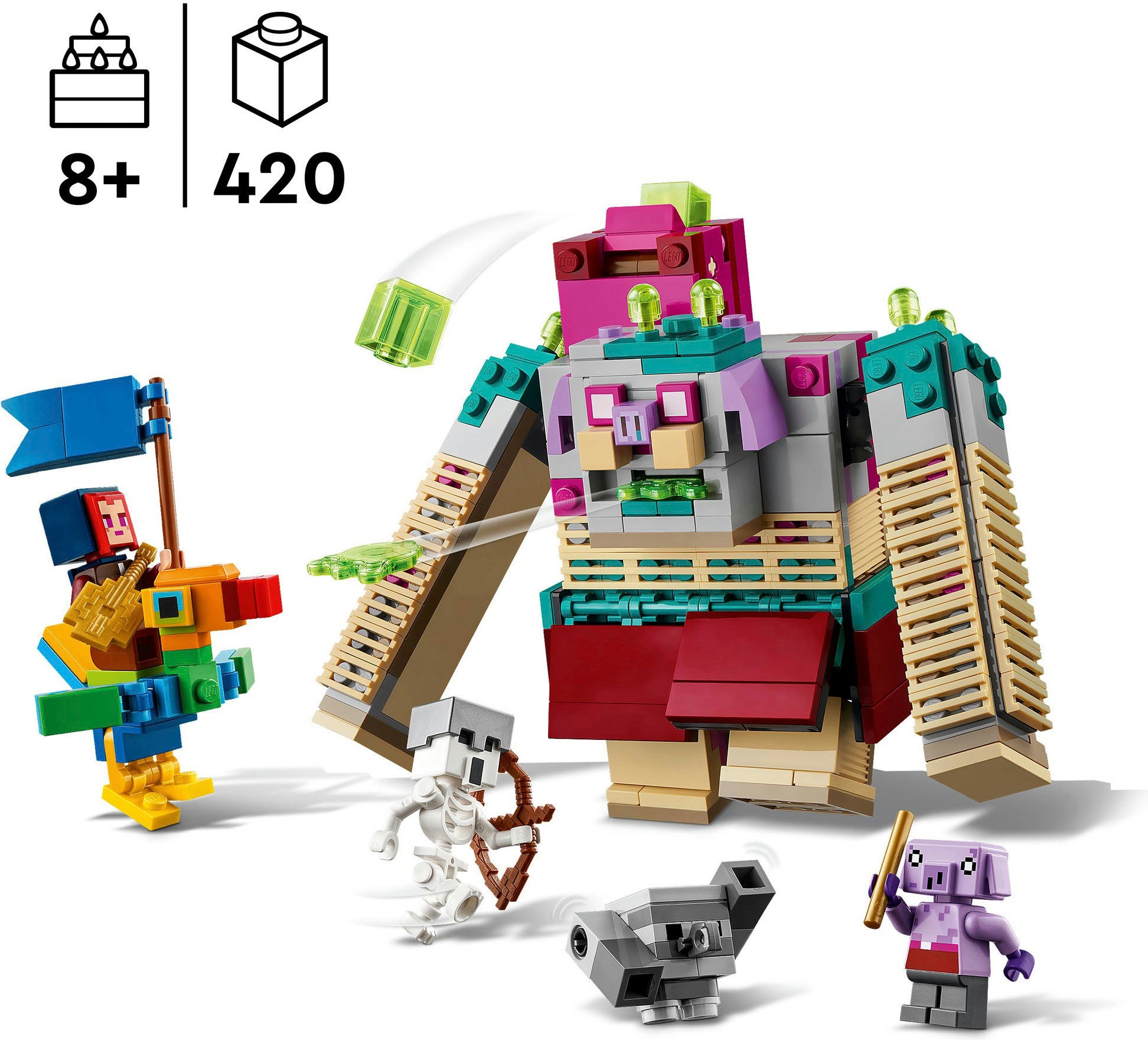 LEGO® Konstruktionsspielsteine »Showdown mit dem Verschlinger (21257), LEGO Minecraft«, (420 St.), Made in Europe