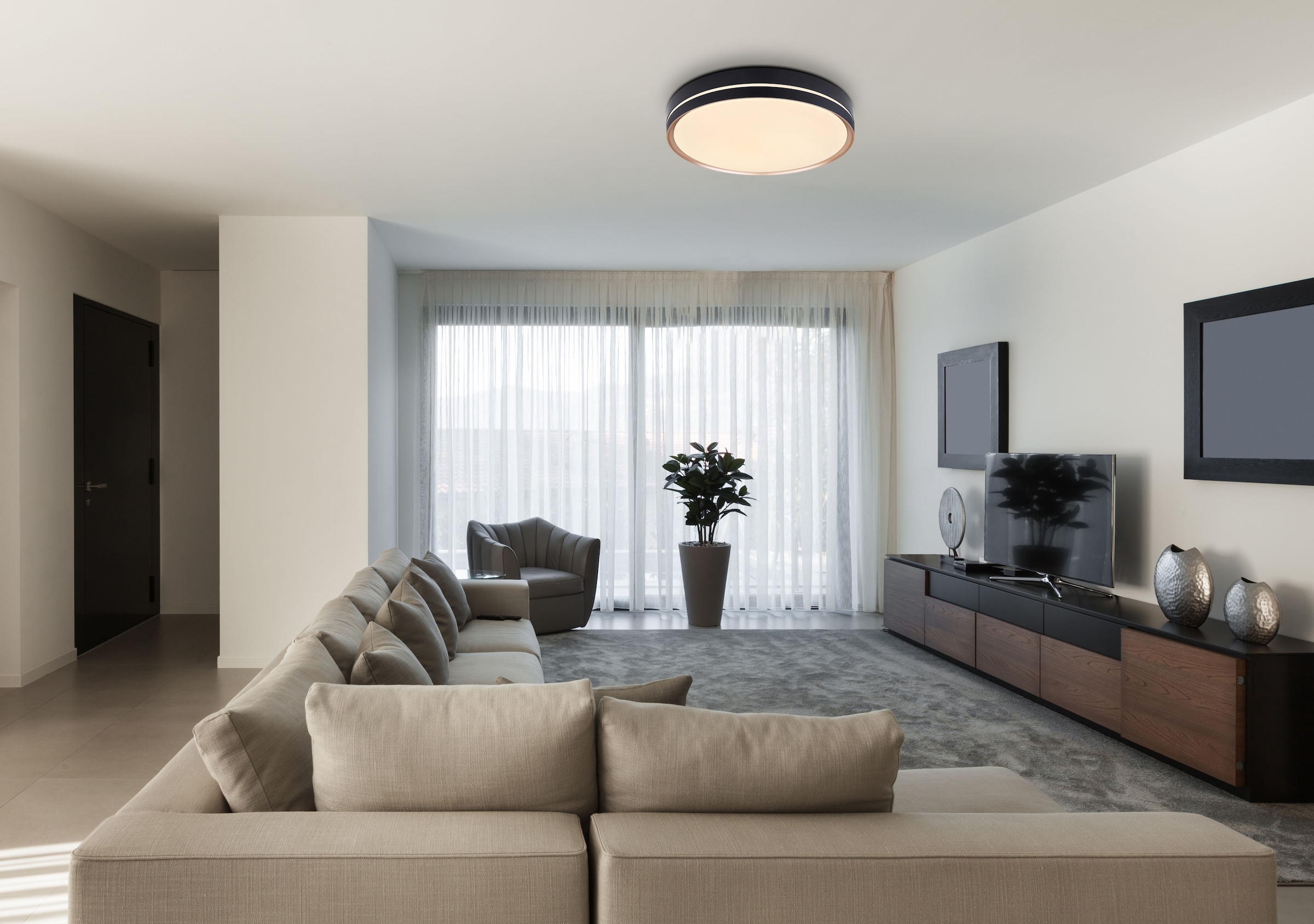 GLOBO LIGHTING Deckenleuchte »MANNI« LED-Modul 1 Stk. Deckenleuchte schwarz/bronze, LED dimmbar, Fernbedienung