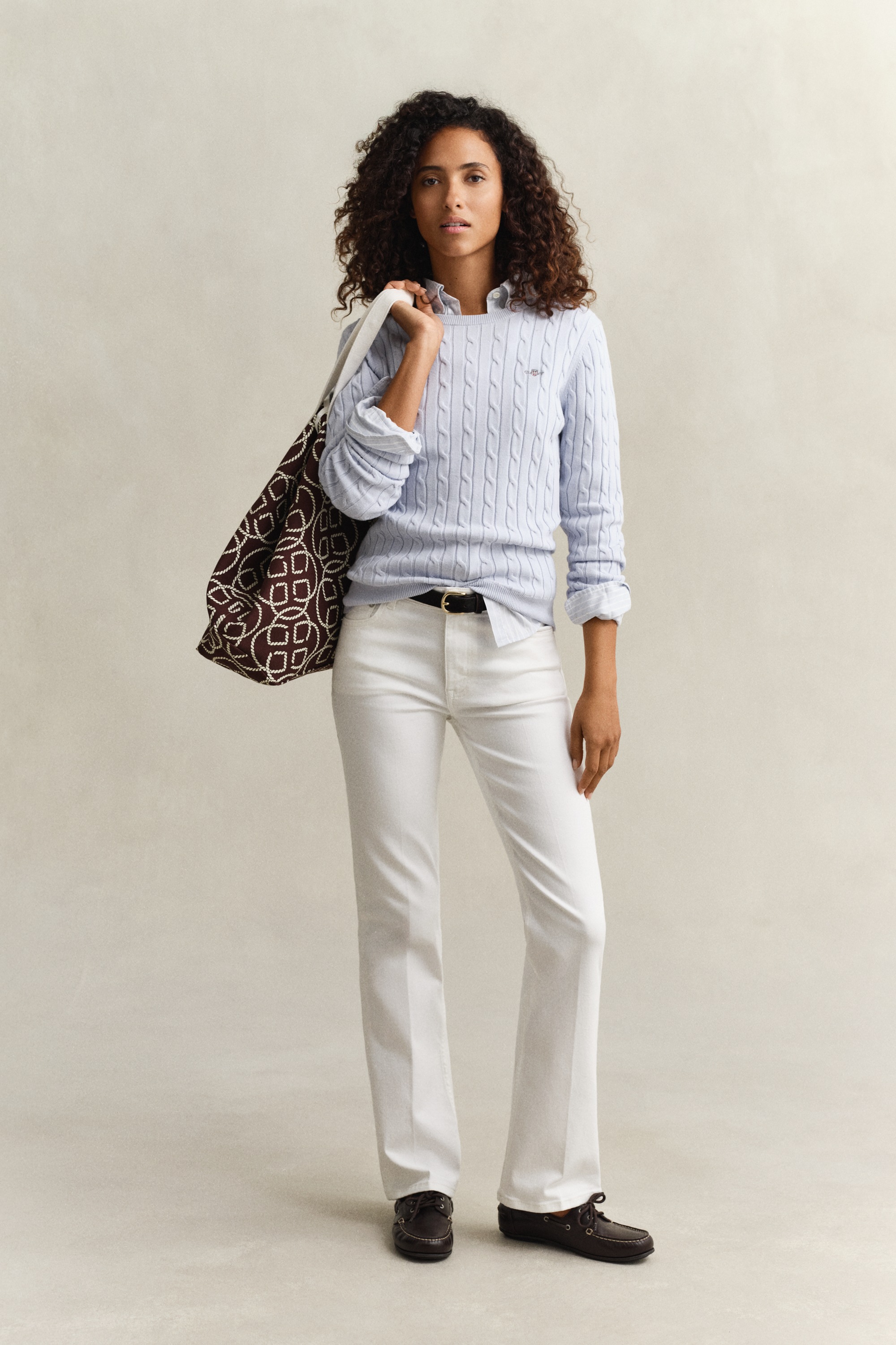 GANT Cable C-Neck Sweater Light Blue M 3