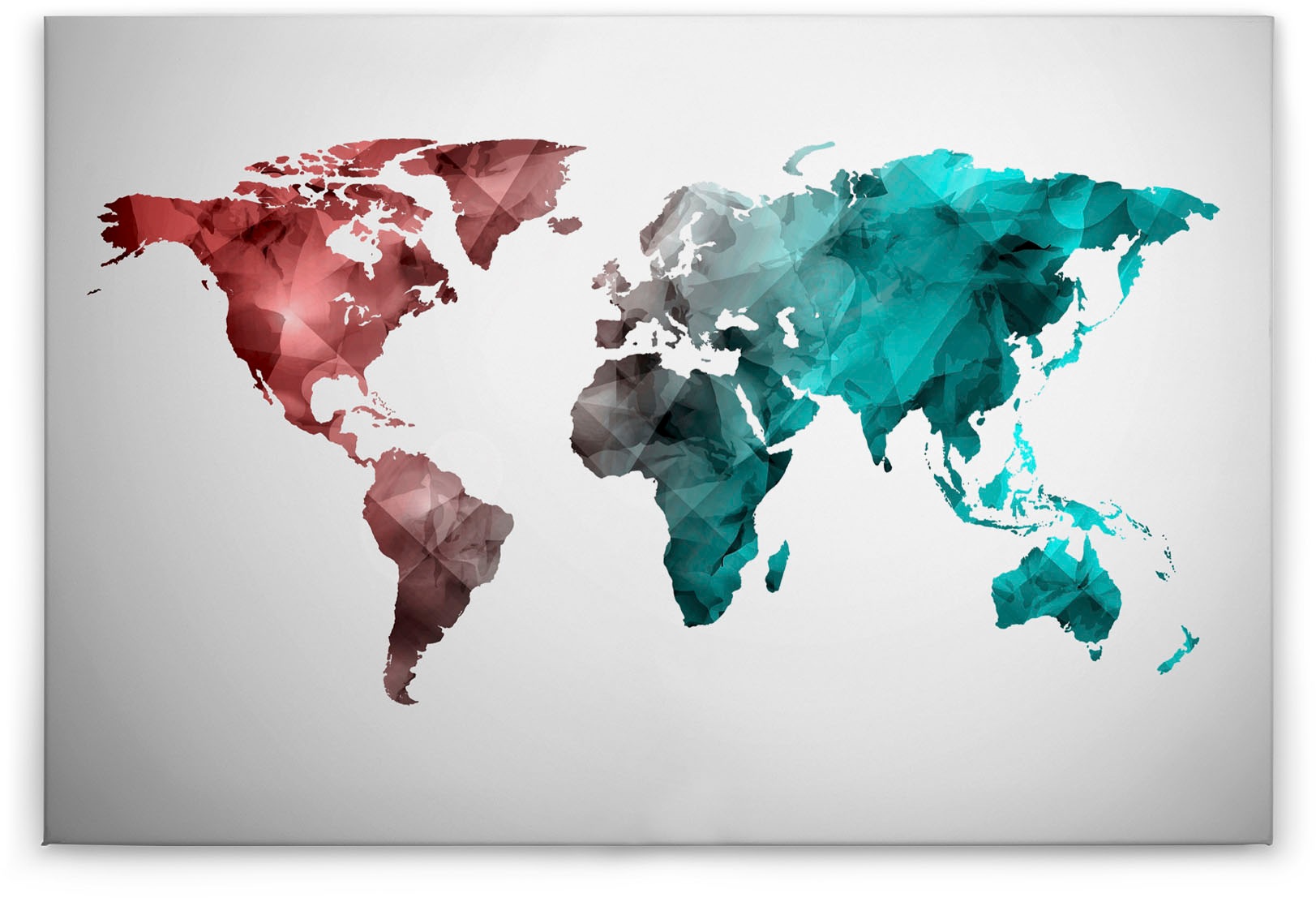 A.S. Création Leinwandbild »World Graphic«, Kunst-Weltkarte-Kinder, (1 St.), Atlas Weltkarte Bunt Aquarell Keilrahmen Leinwand-Bild Wohnzimmer Wand