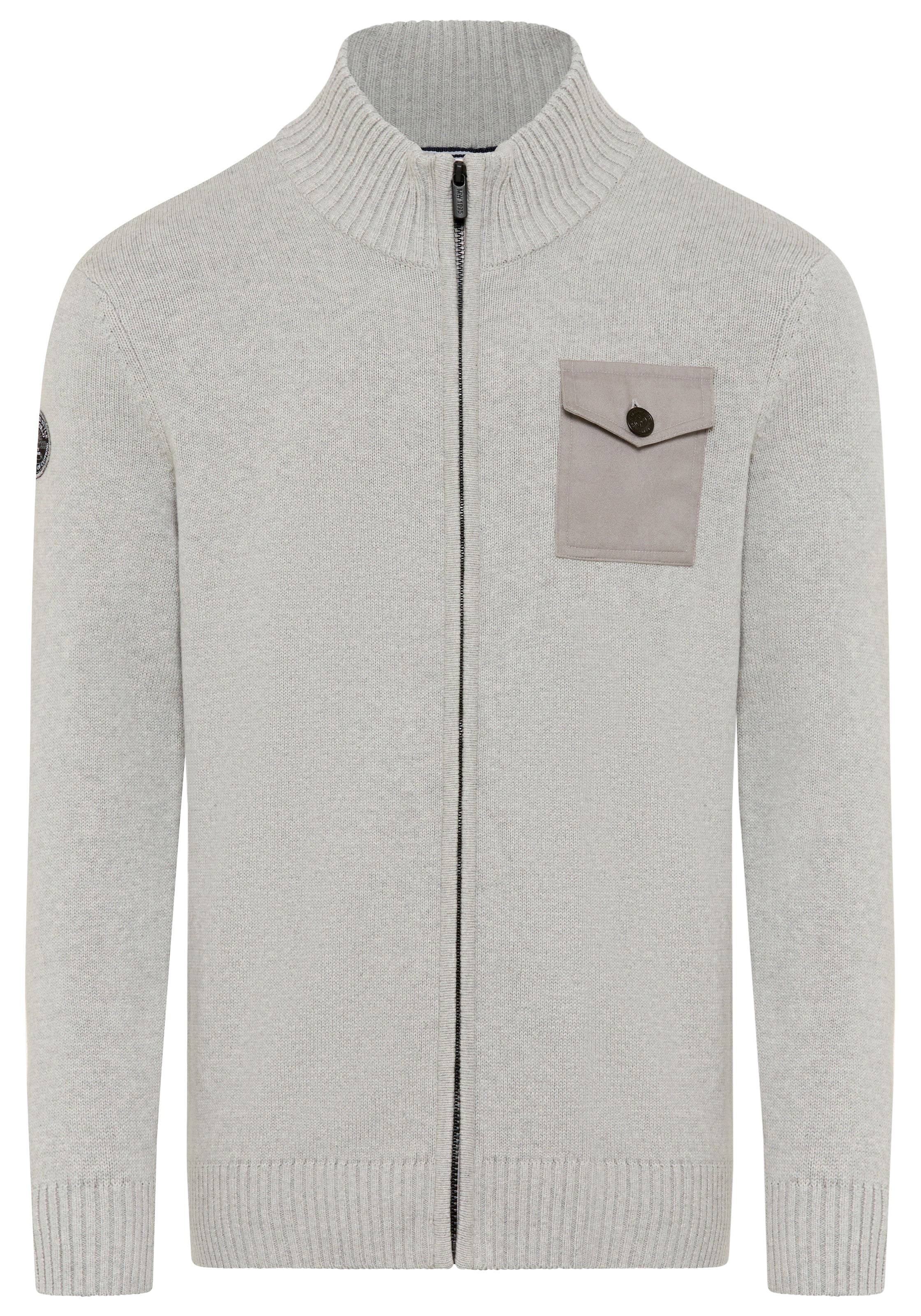 Man's World Strickjacke »Neue Kollektion! Highlight mit Brusttasche und Badge« casual Stil, mit Reißverschluss, Langarm, melierte Optik