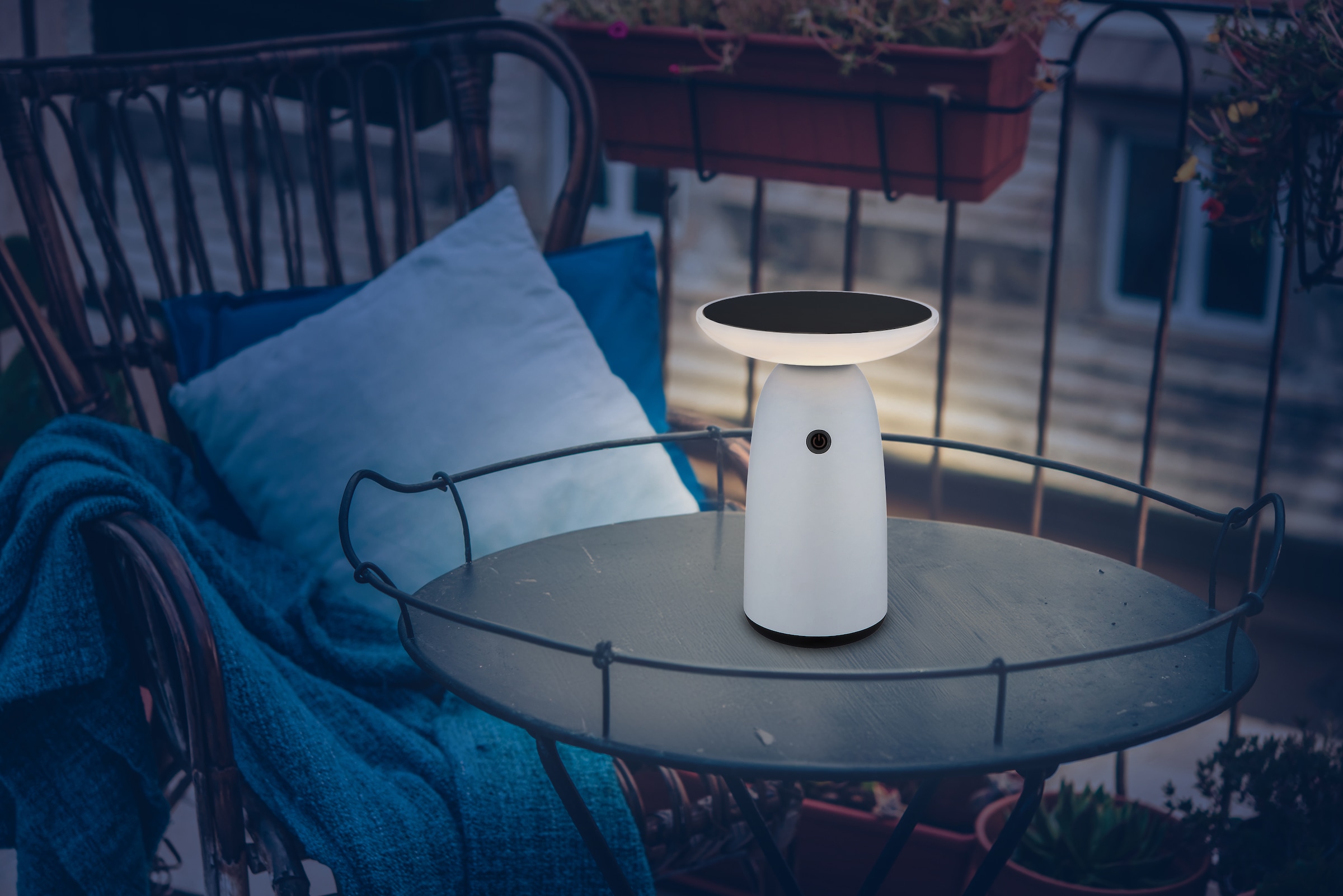GLOBO LIGHTING LED Solarleuchte »SOLARLEUCHTE ALUMINIUM WEIß, 1XLED«, Leuchtmittel LED-Modul | LED fest integriert, Solar/weiß/Touchdimmer/IP54/kann mit USB-C Kabel geladen werden
