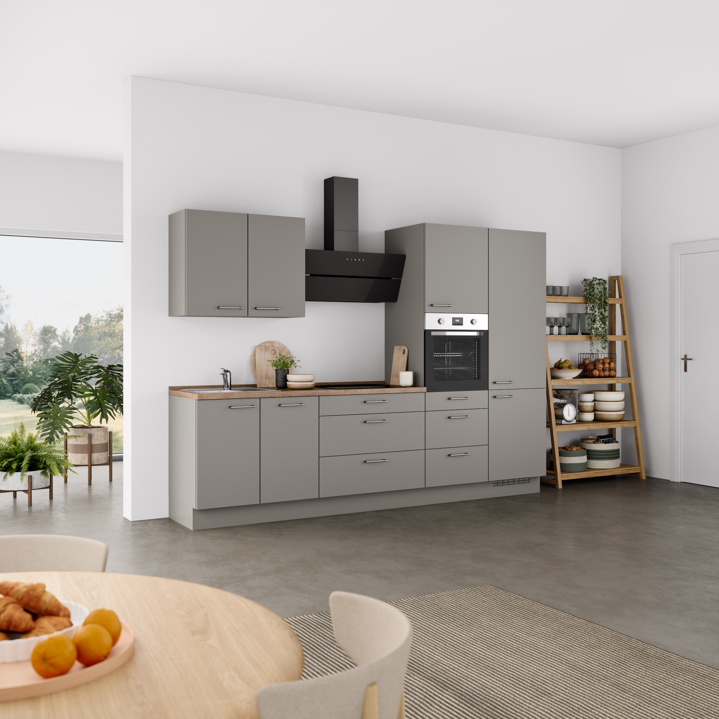 nobilia® Küchenzeile »"Laser II"«, vormontiert, Ausrichtung wählbar, Breite 300 cm, wahlw. mit E-Geräten