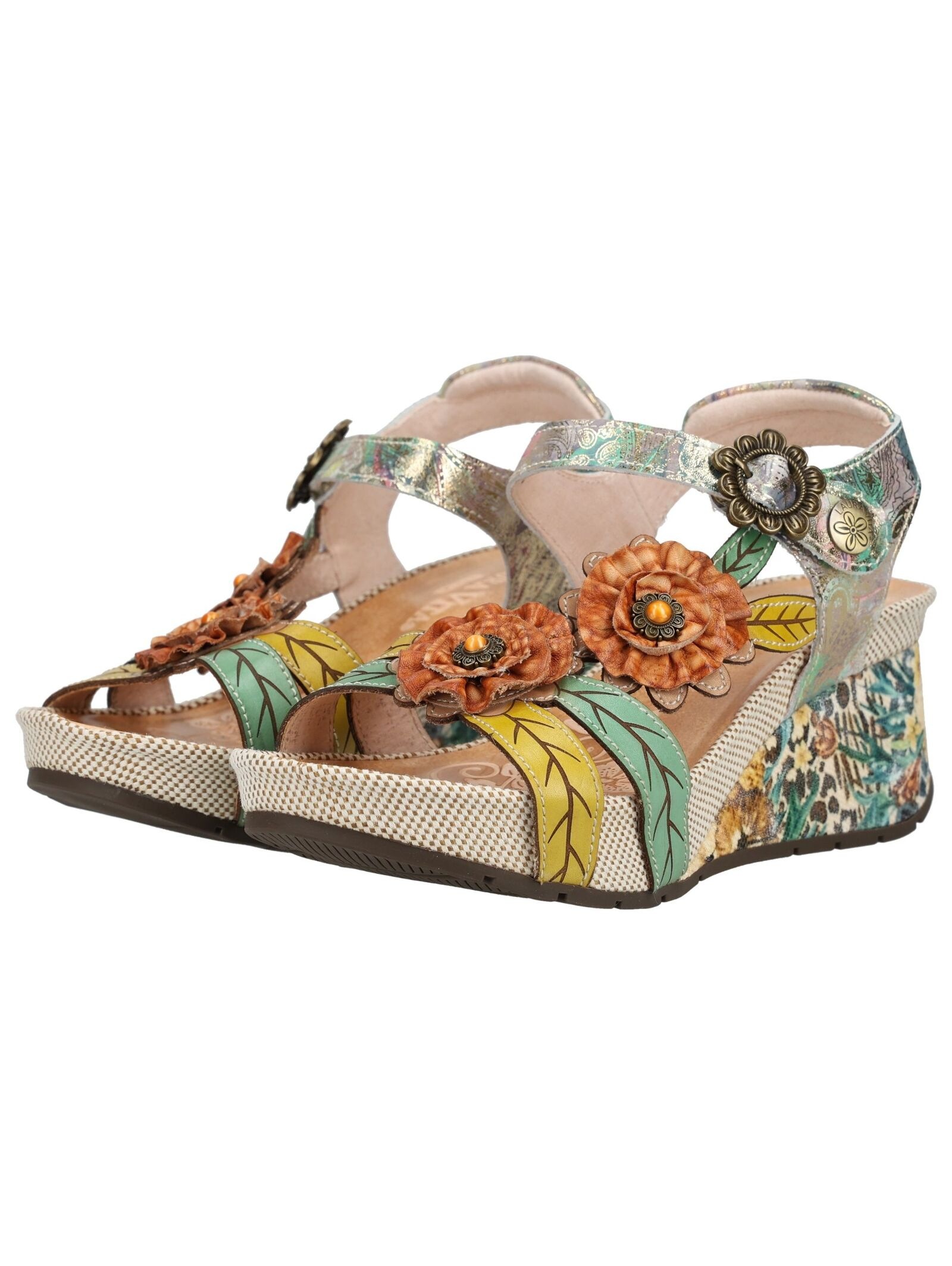 Keilsandalette LAURA VITA "LAURA VITA Sandalen Leder", Damen, Gr. 39, beige, Leder, Schuhe 3