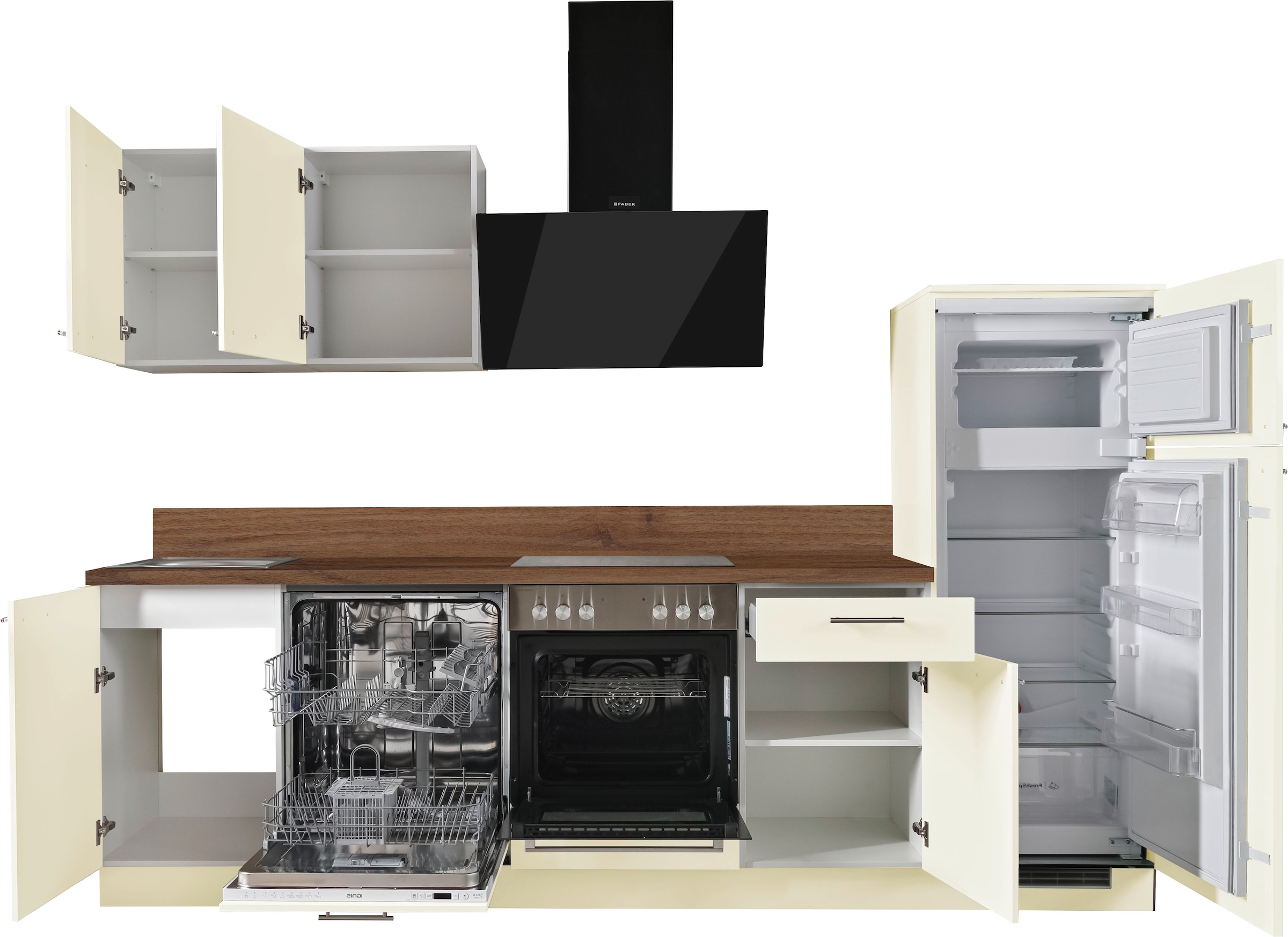 KOCHSTATION Küche vormontiert, wahlweise mit E-Geräten, Stellbreite 280 cm