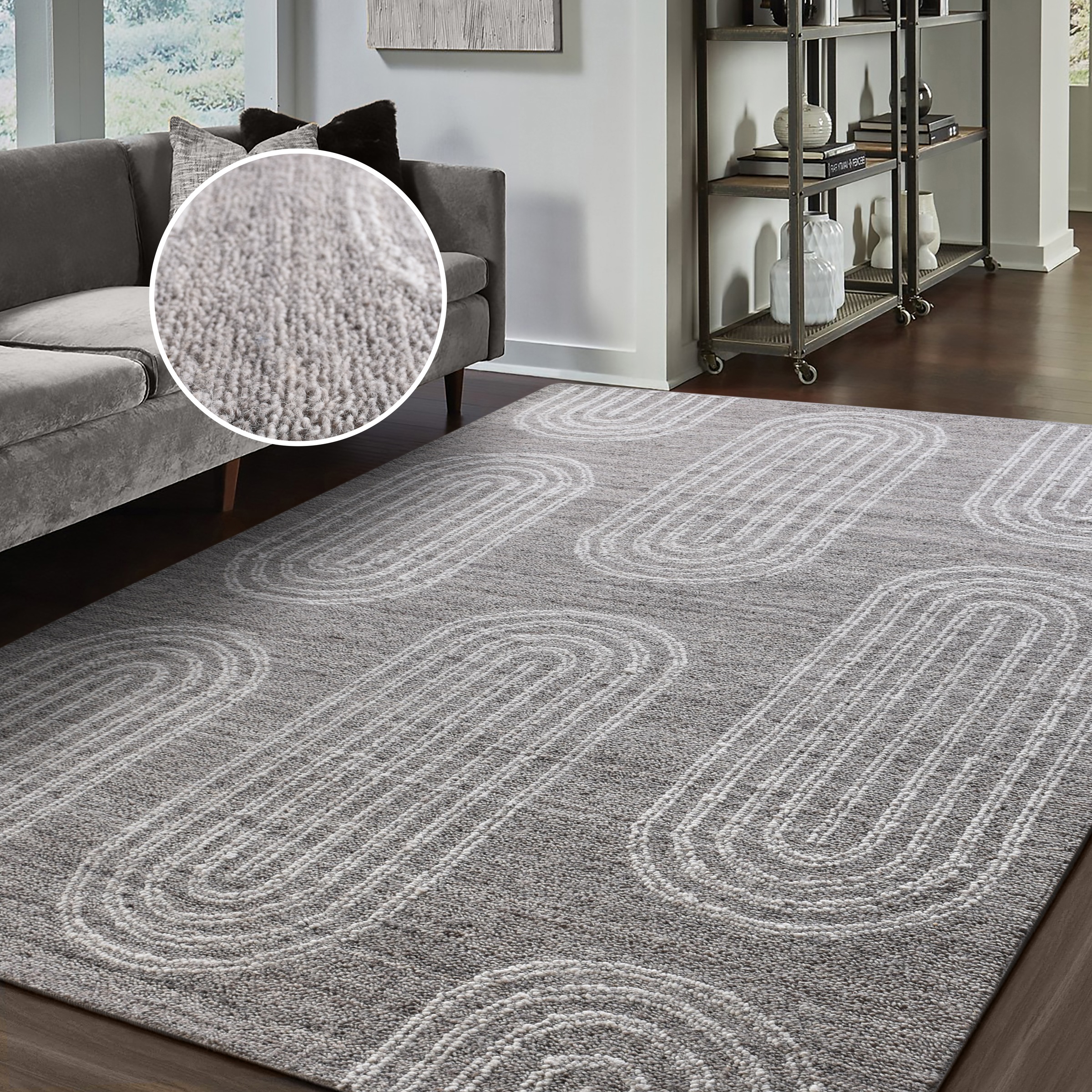 my home Wollteppich "Boras, handgefertigt, Wolle, Hoch-Tief-Struktur" recht günstig online kaufen