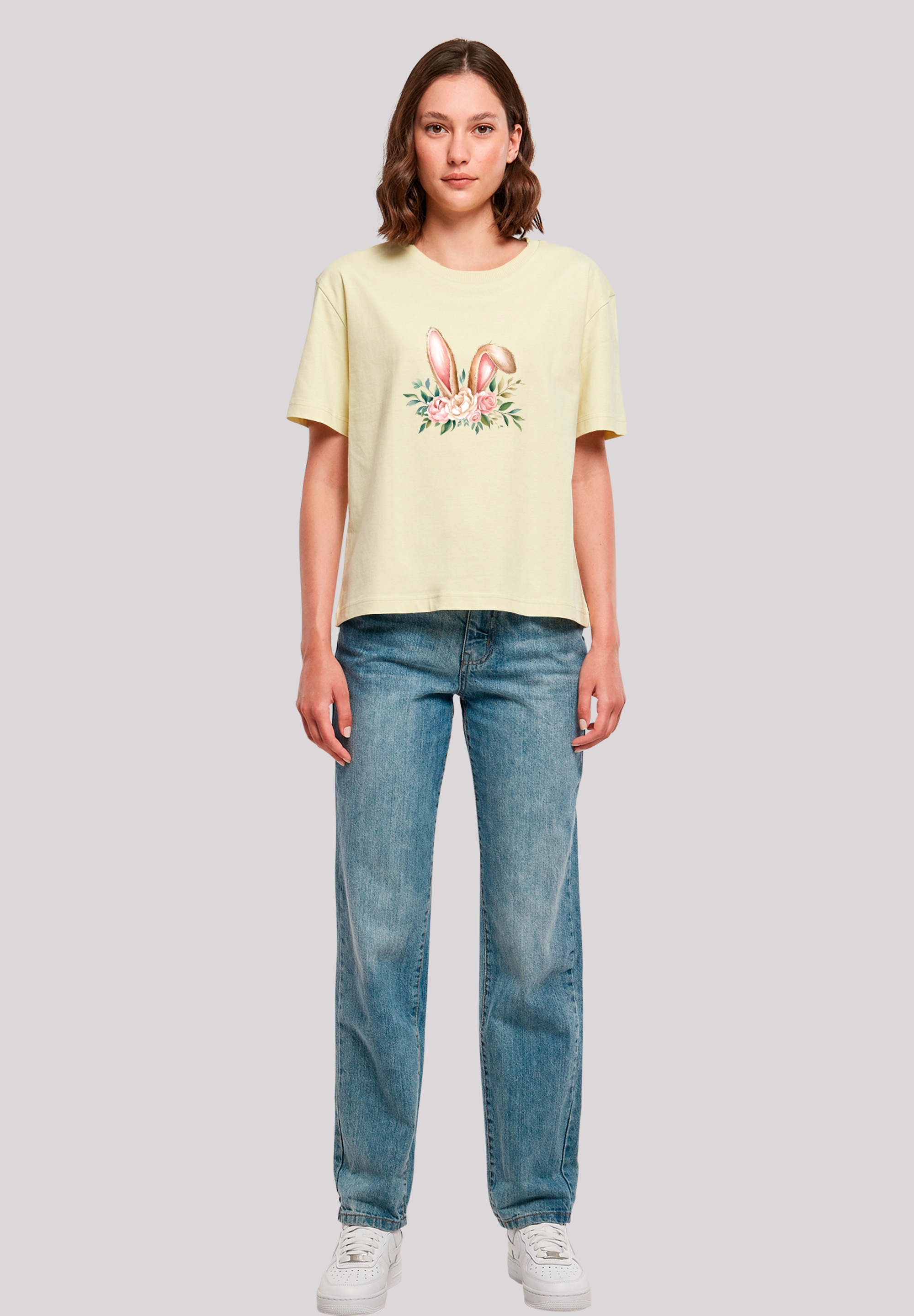 F4NT4STIC T-Shirt »Blumen Osterhasen Ohren Dekor«, Premium Qualität