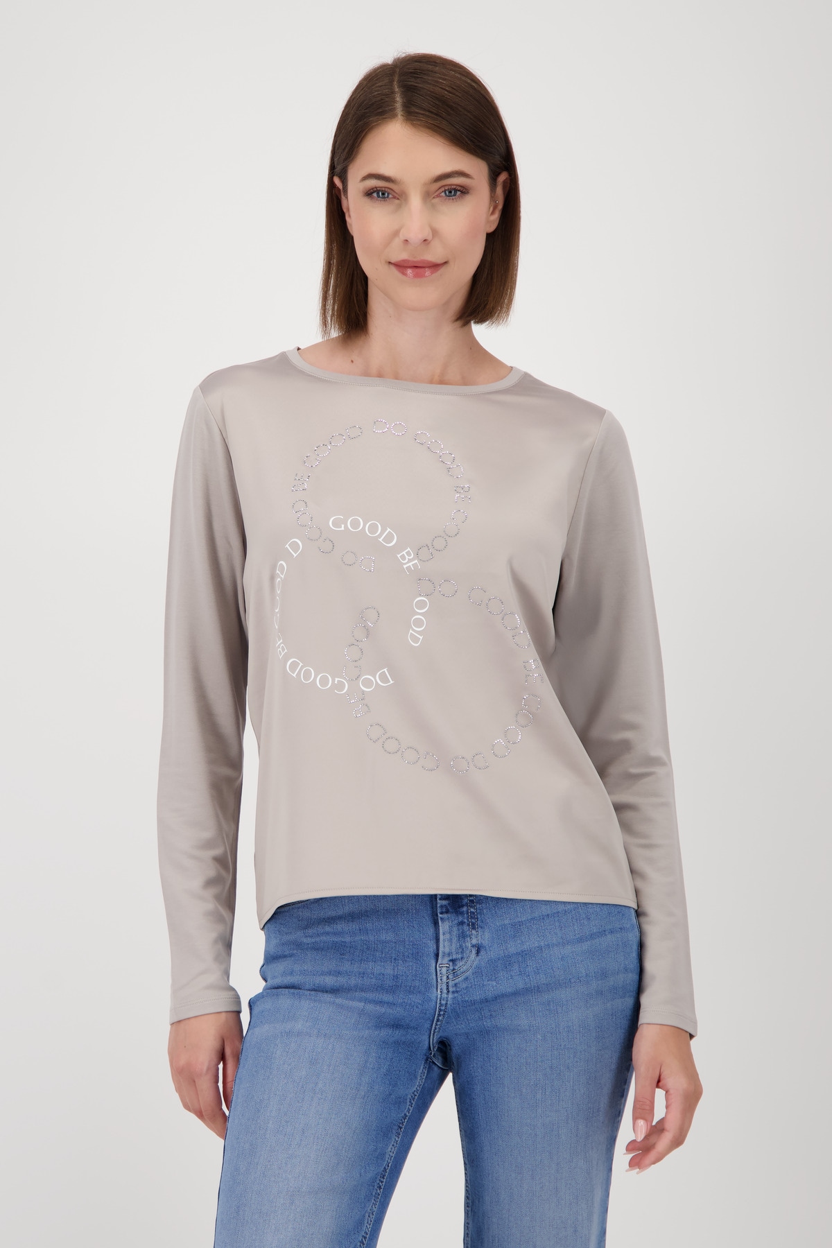 Monari Schlupfbluse "Schluse Basic Schmuck" mit Folienglanzdruck günstig online kaufen