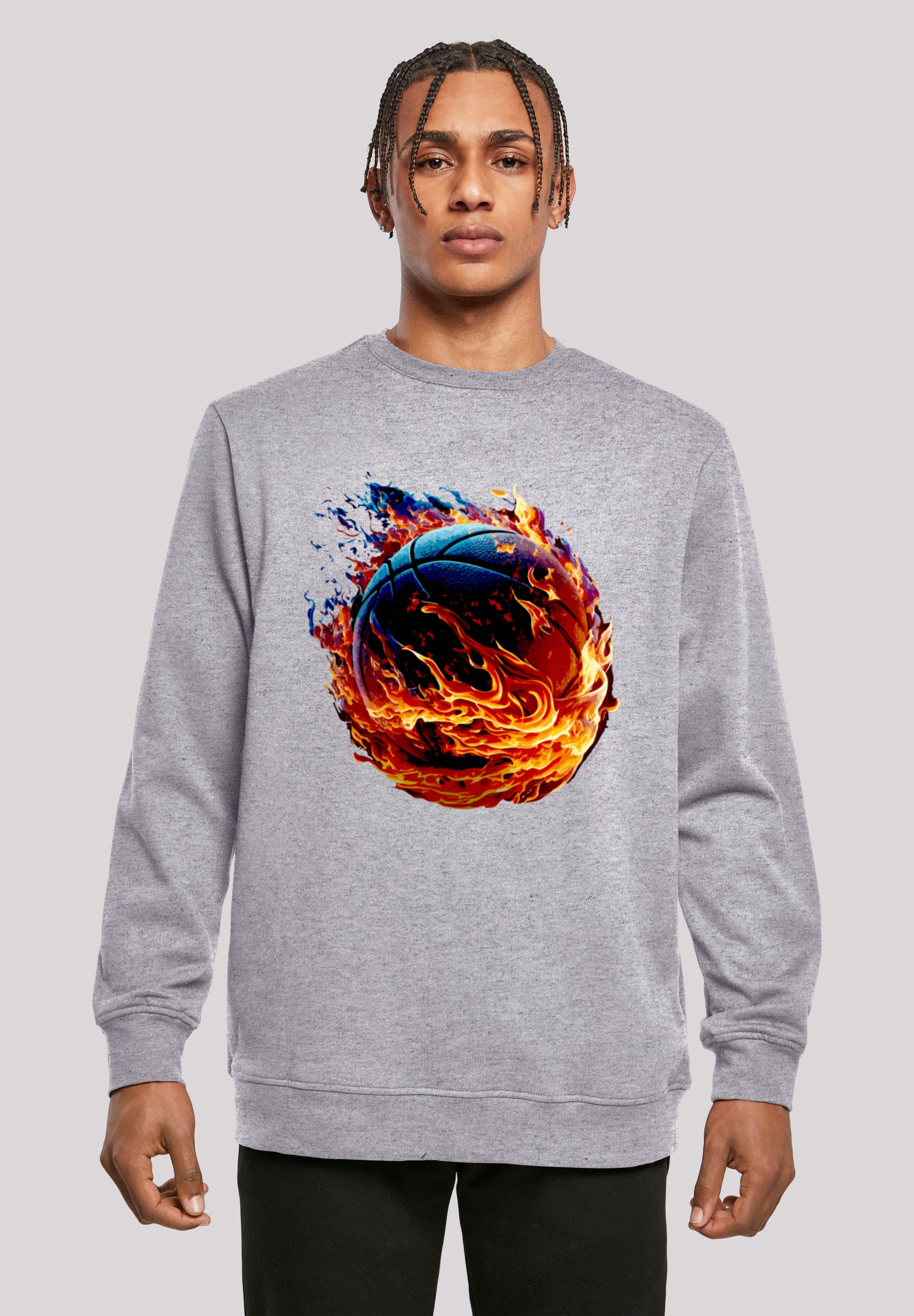 F4NT4STIC Kapuzenpullover "Basketball On Fire Sport CREW", Print